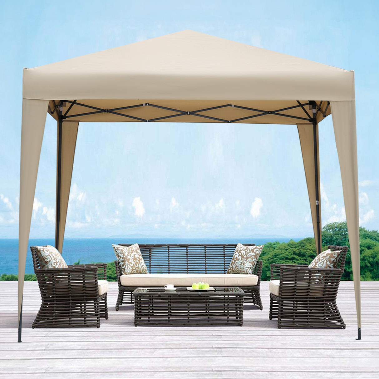 2.5x2.5M Pavilion Faltbar Terassen Dach Wasserabweisend ausStahl und Polyester