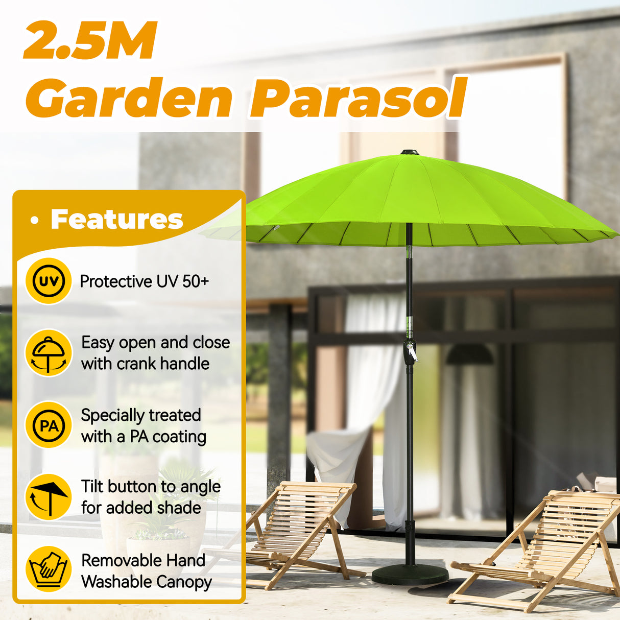 250cm Sonneschirm Sonnenschutz neigbar Rostfrei aus Aluminium, Stahl und Polyester