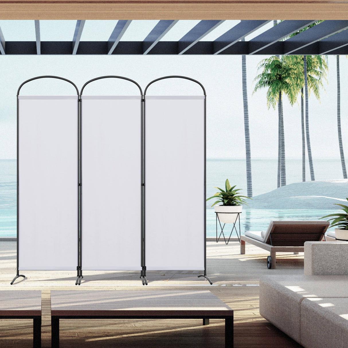 Paravent 3tlg 168X185CM Bogenparavent Sichtschutz Raumteiler