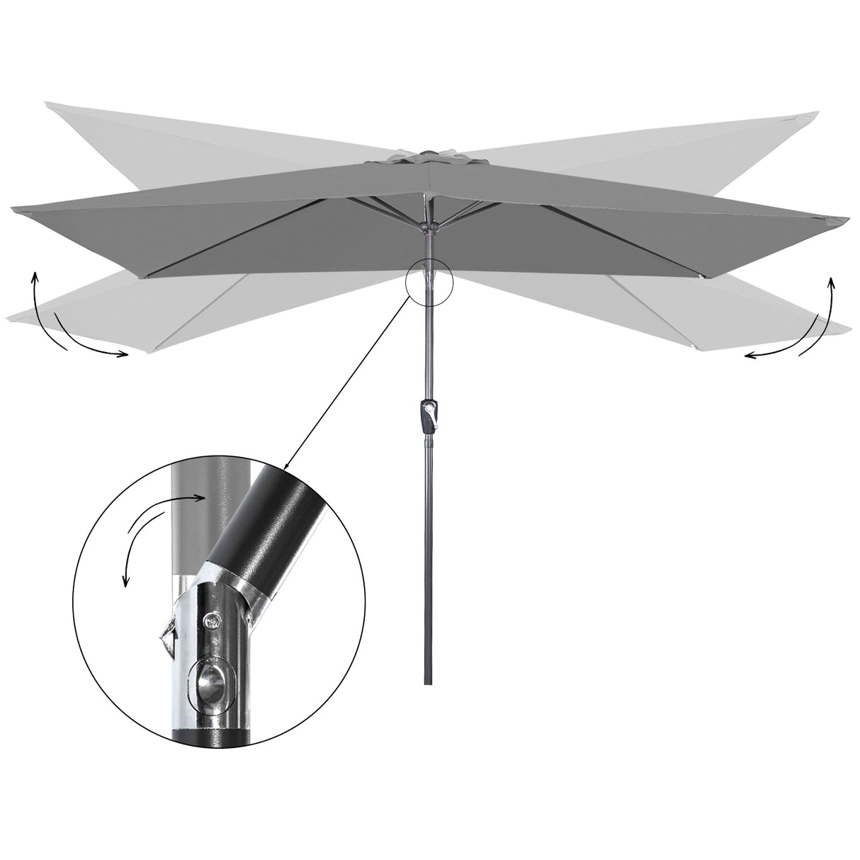 Angel Living 200 x 300 cm Sonnenschirm Rechteckig Marktschirm Terrassenschirm aus Metall mit Kurbel und Neigung für Gartenterrasse,mit UV-Schutz 40+