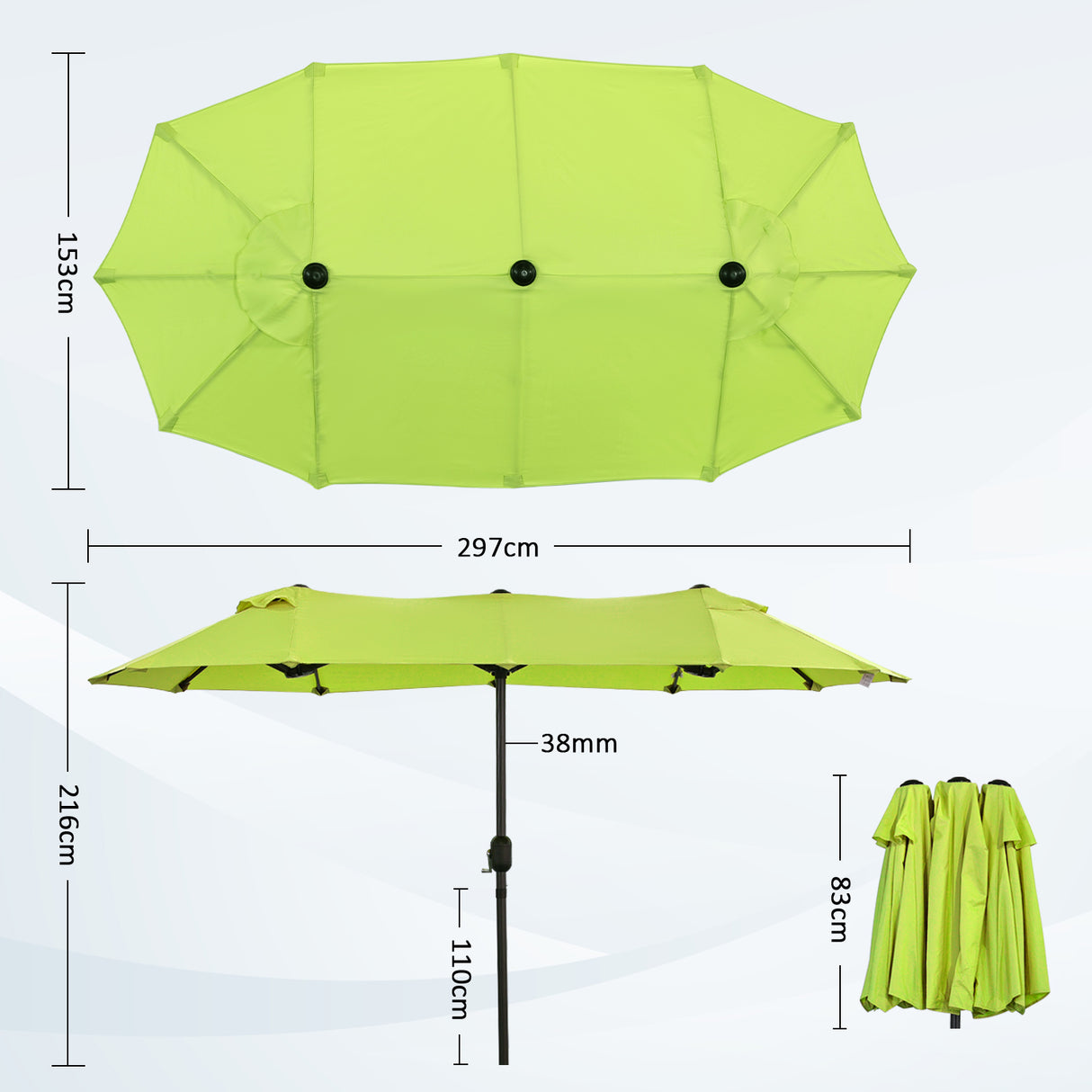 Angel Living Doppelsonnenschirm mit kurbel Groß Sonnenschirm Marktschirm für Terrasse,Balkon & Garten UPF 50+