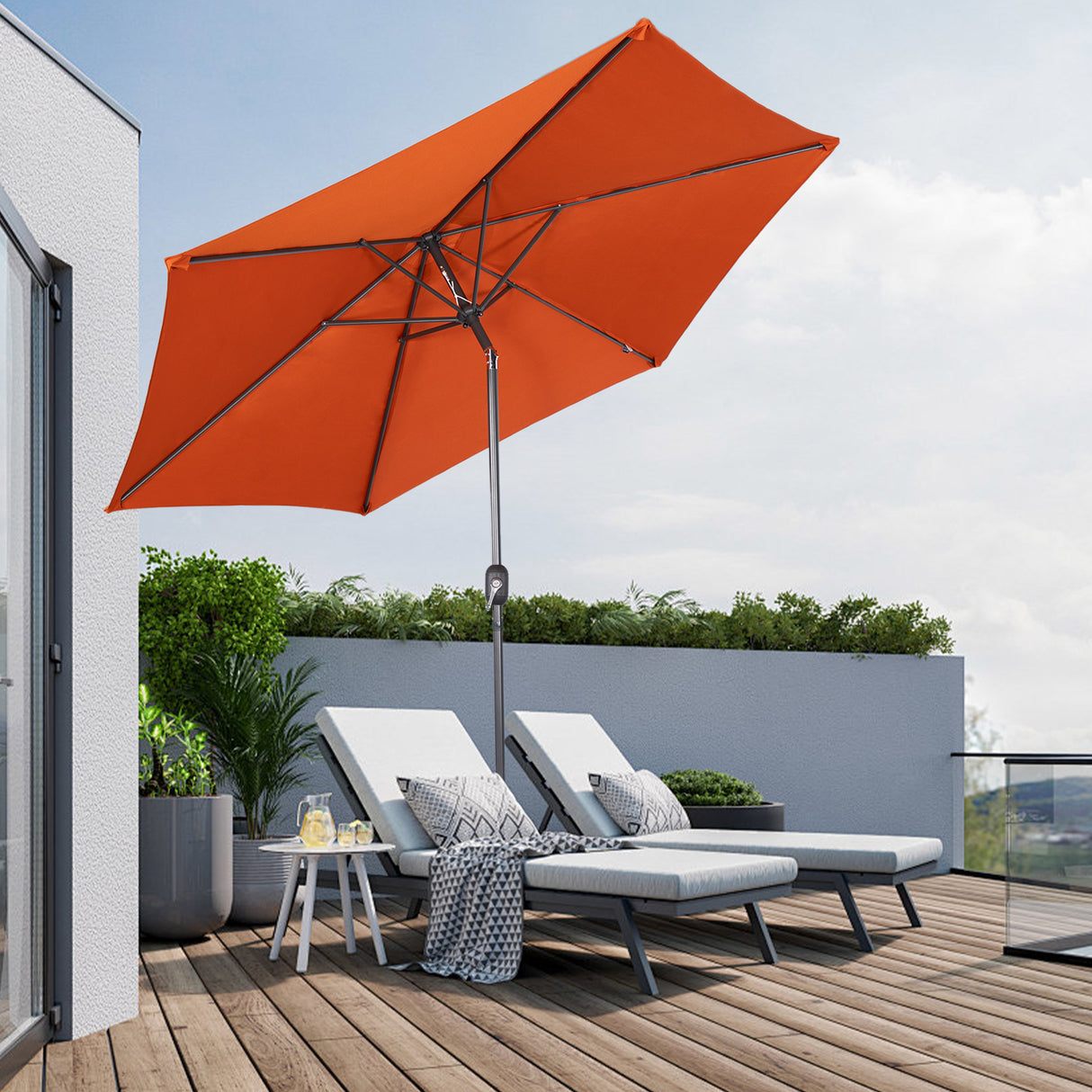 Angel Living Sonnenschirm Ø 300 cm Gartenschirm Marktschirm Terrassenschirm Taupe Rund Sonneschirm Sonnenschutz aus Metall und Polyester UV50+