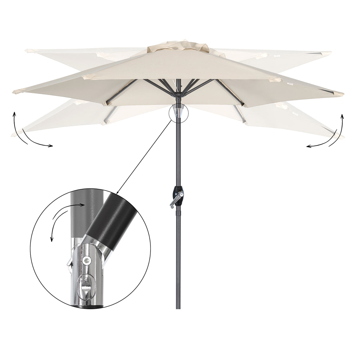 Angel Living Sonnenschirm 2.3M mit Kurbel und Neigbar, Gartenschirm Marktschirm Terrassenschirm Taupe Rund Sonneschirm Sonnenschutz aus Polyester UV50+