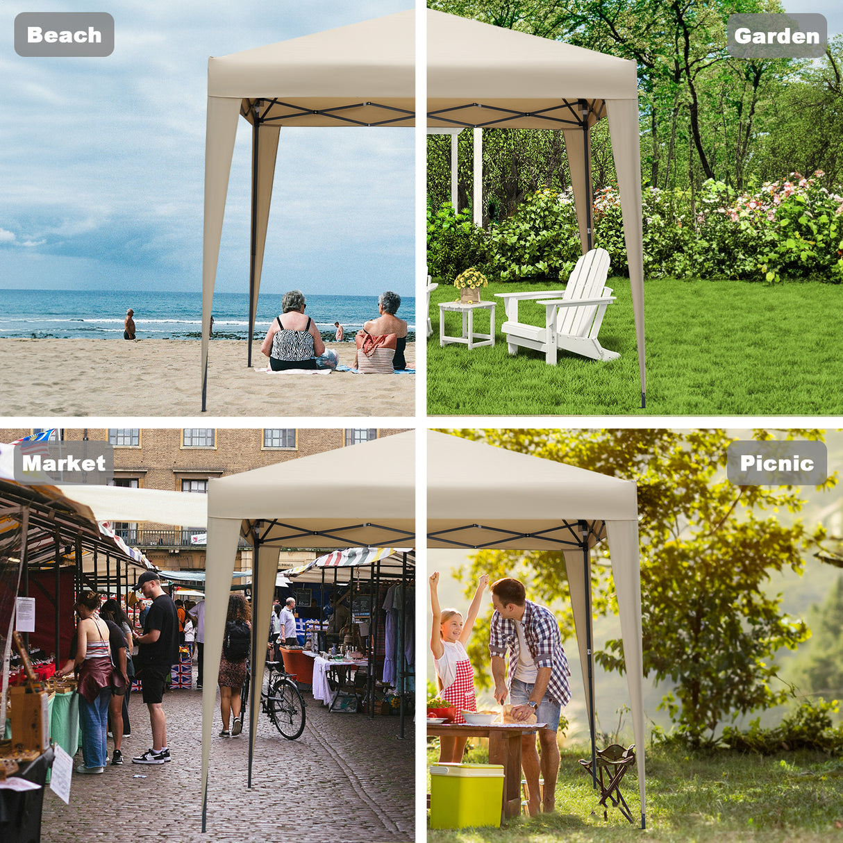 2.5x2.5M Pavilion Faltbar Terassen Dach Wasserabweisend ausStahl und Polyester