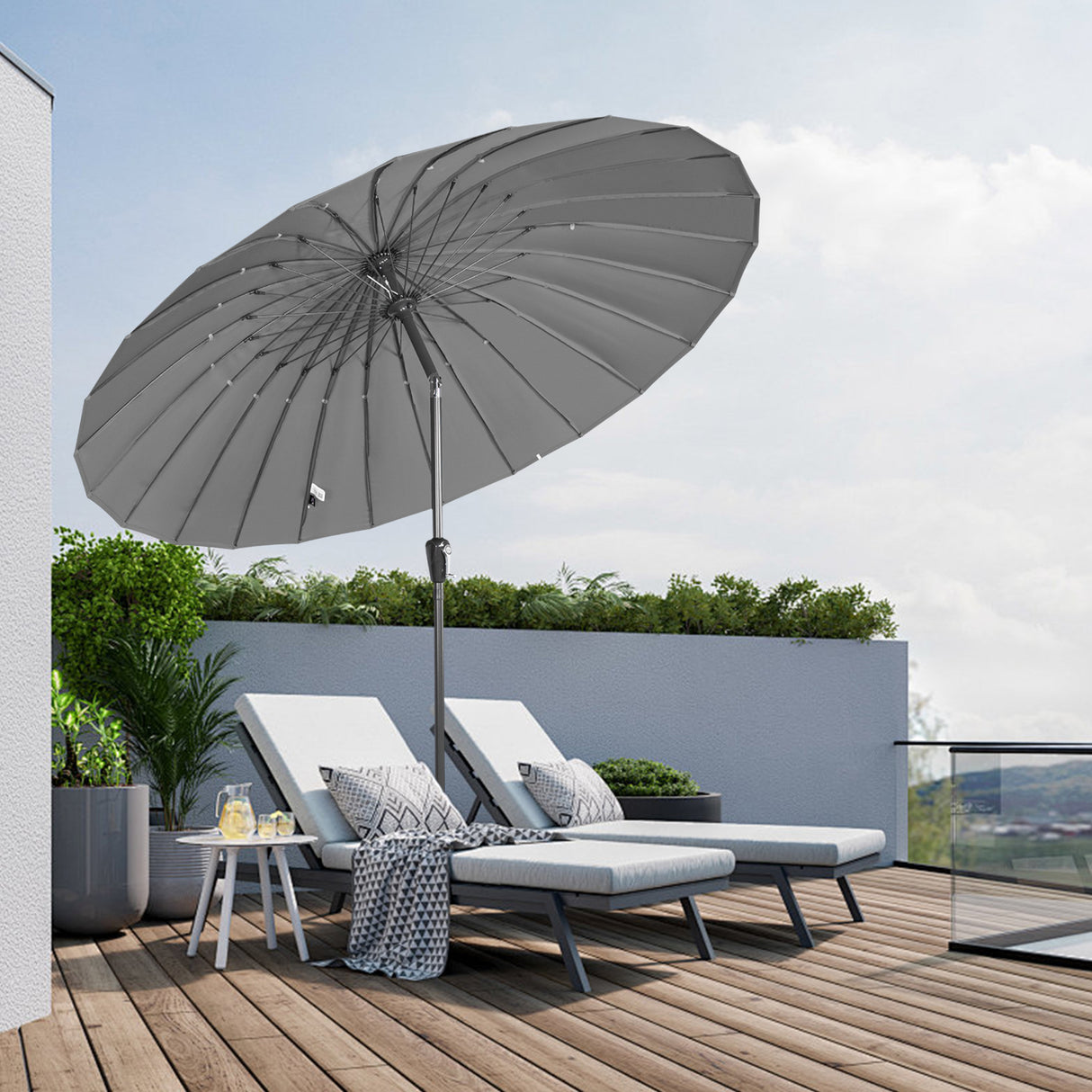 Angel Living Sonnenschirm Fiberglas 250cm mit Neigbar,UV 50+ Kurbelschirm Balkonschirm Marktschirm für Garten & Balkon