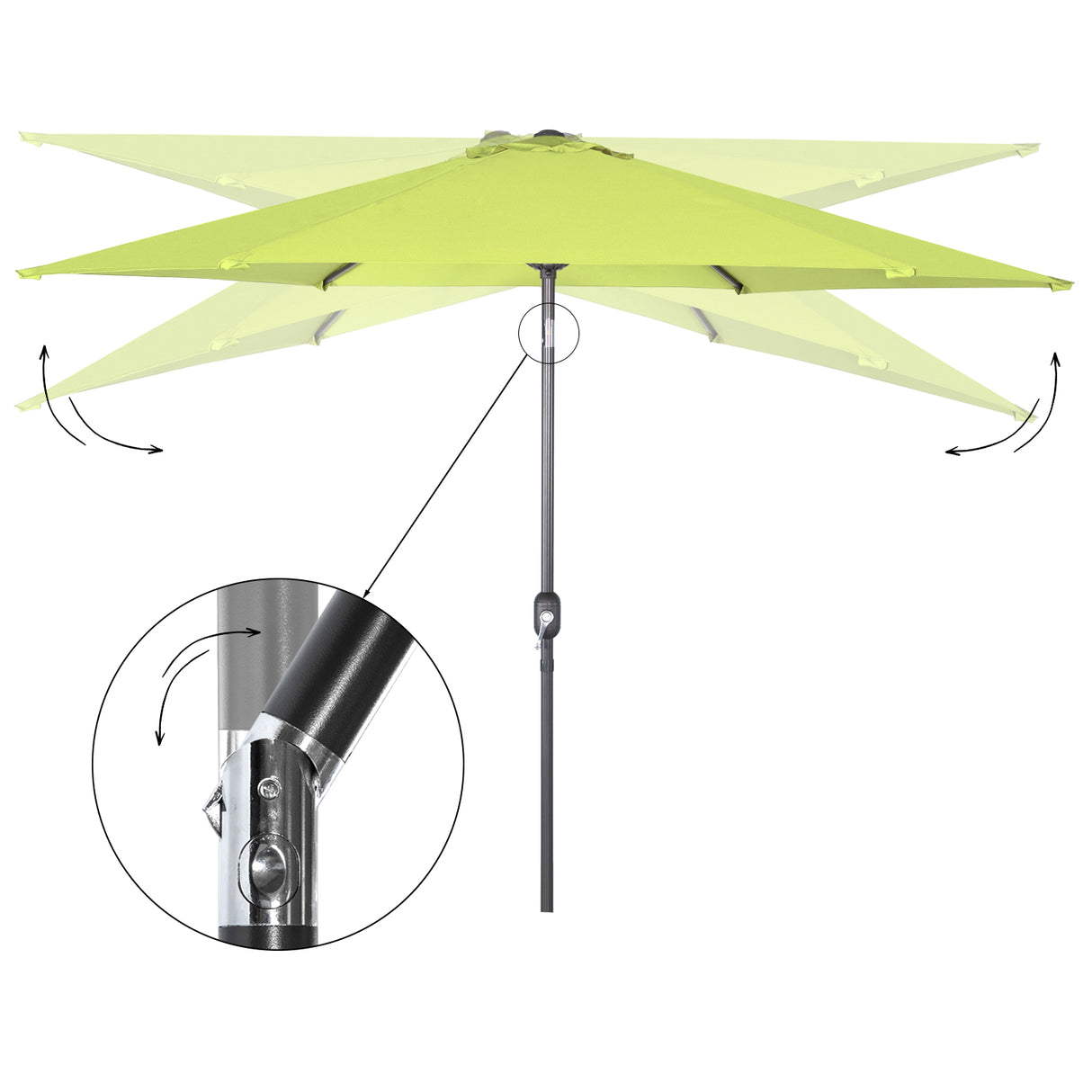Angel Living Sonnenschirm Ø 300 cm Gartenschirm Marktschirm Terrassenschirm Taupe Rund Sonneschirm Sonnenschutz aus Metall und Polyester UV50+