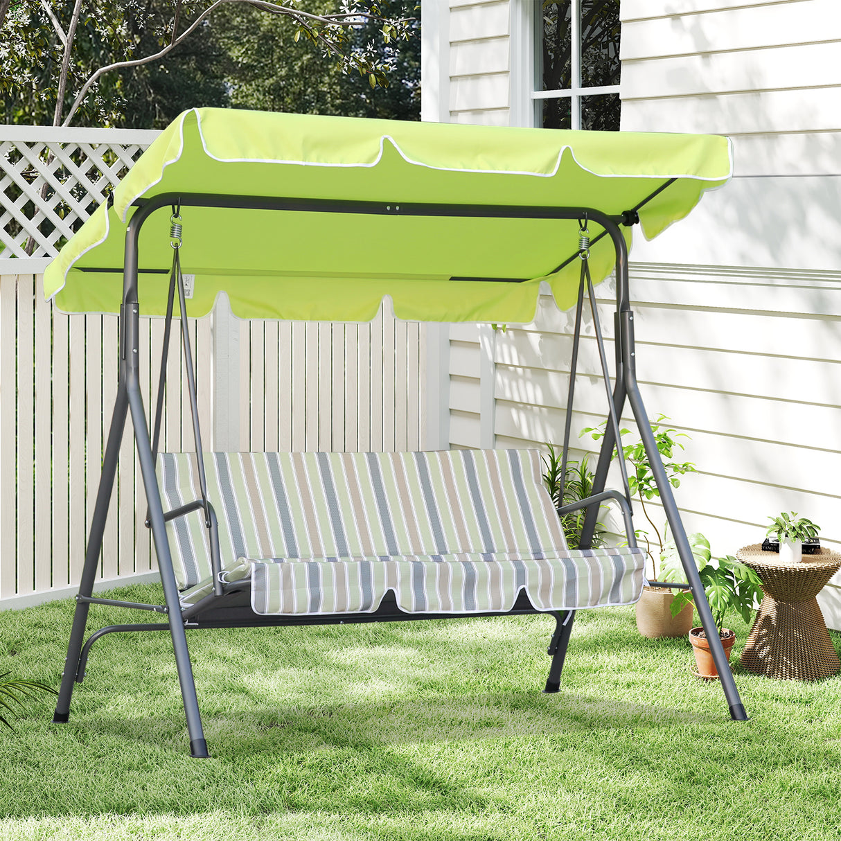 Hollywoodschaukel Gartenschaukel 3 Sitzer mit Sonnenschutz 173x110x151cm