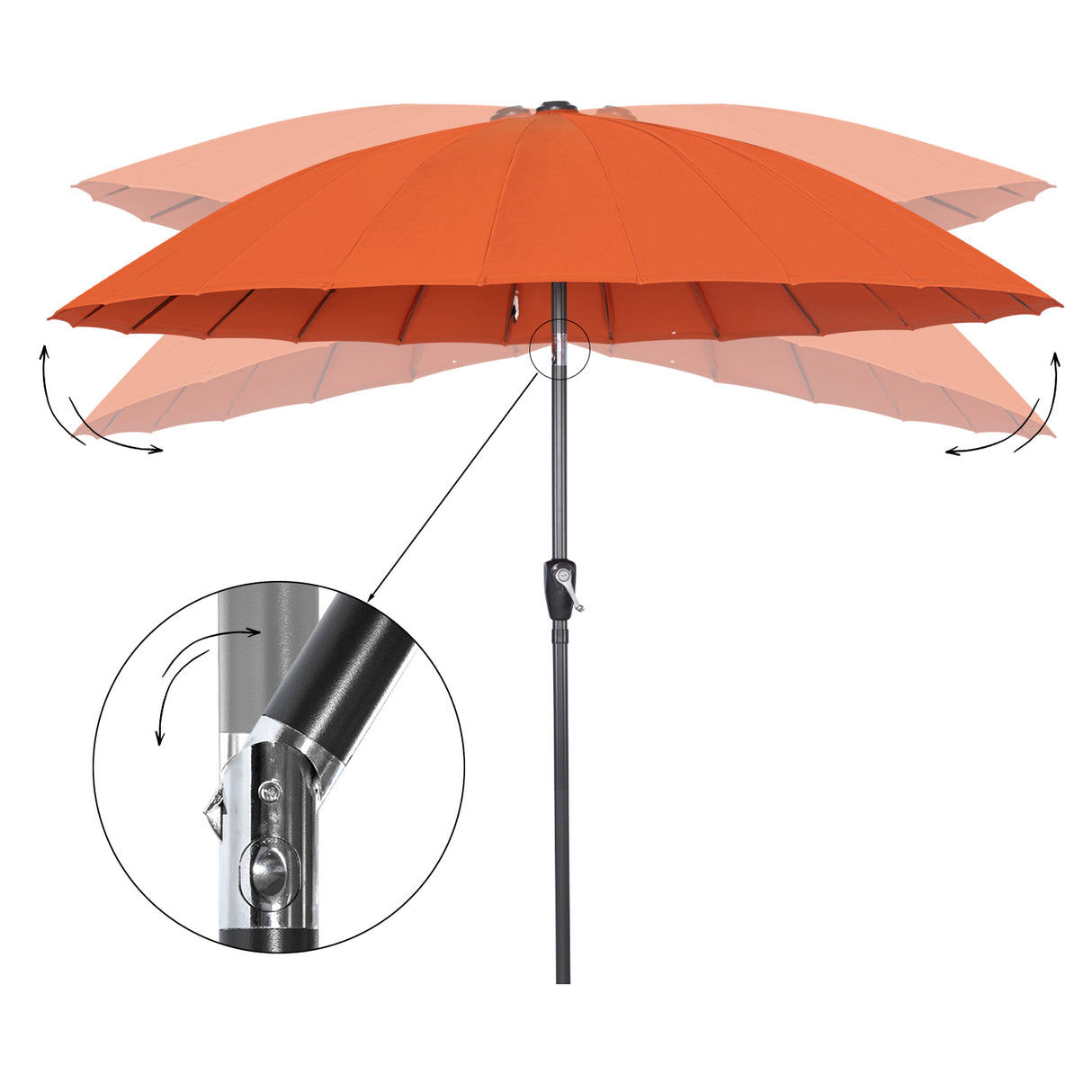 250cm Sonneschirm Sonnenschutz neigbar Rostfrei aus Aluminium, Stahl und Polyester