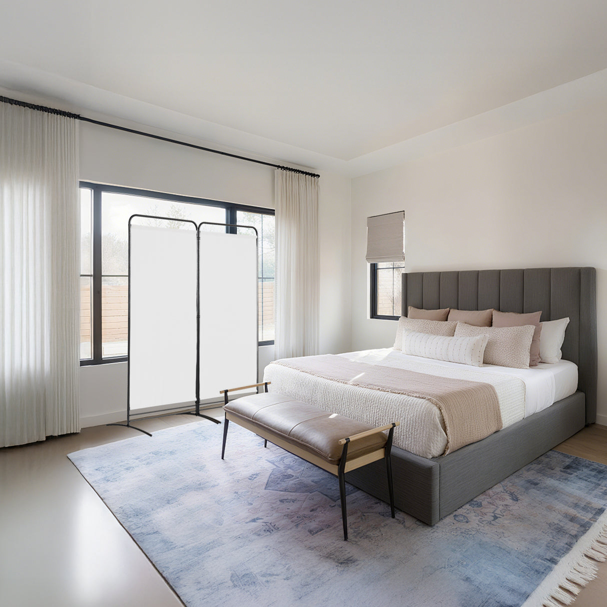 Angel Living Paravent 2 Teilig Klappbar Raumteiler für Büros, Balkon,Schlafzimmer,Außengarten, 162cm x 180cm