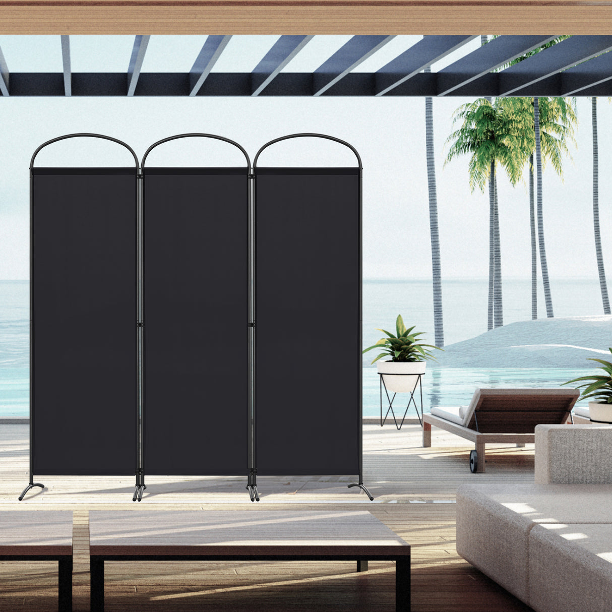 Paravent 3tlg 168X185CM Bogenparavent Sichtschutz Raumteiler