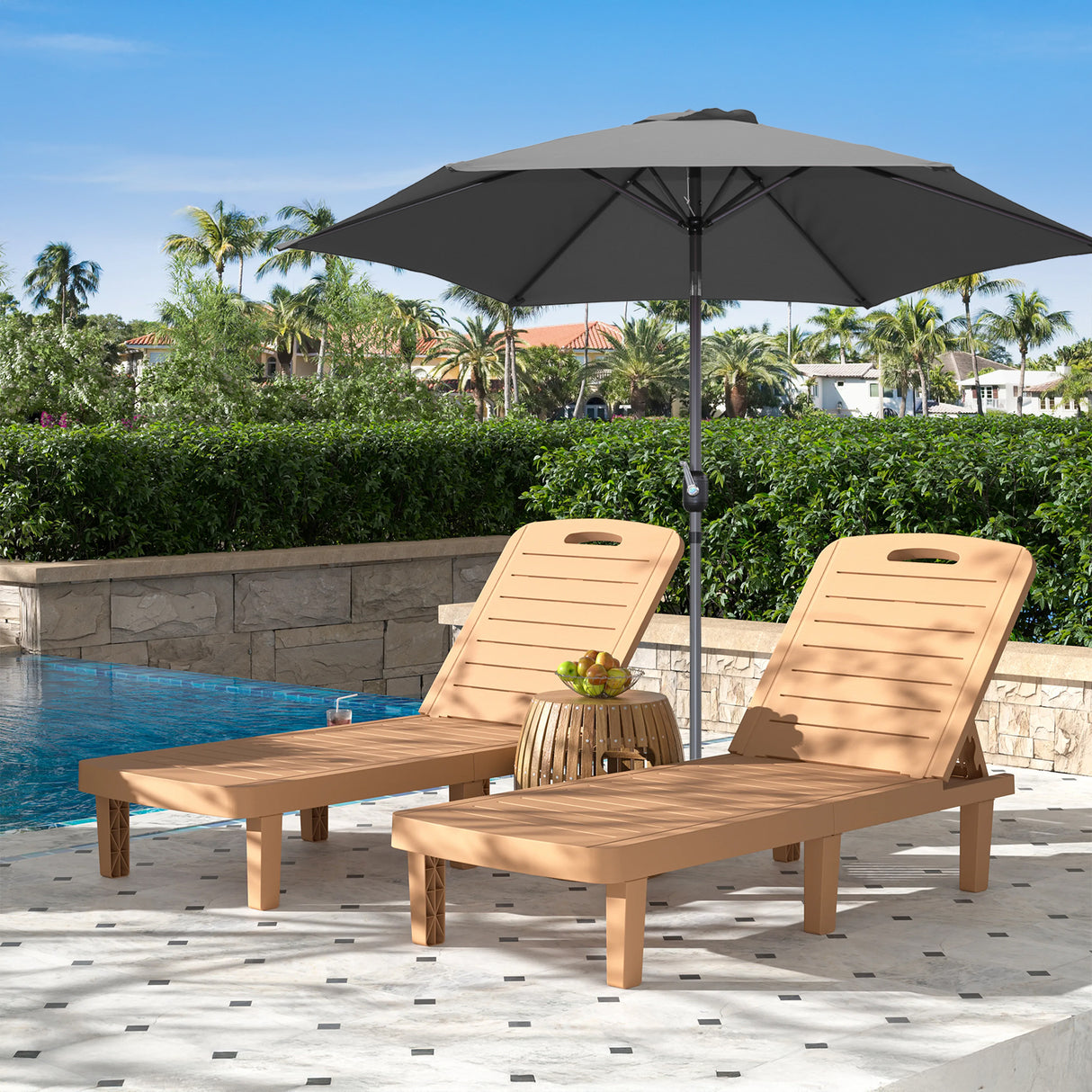 Caña de pescar Living la sombrilla Ø 300 cm de paraguas de jardín el paraguas de mercado el paraguas de terrazas Taupe aproximadamente el Paraguas solar la protección solar de aluminio y poliéster UV50