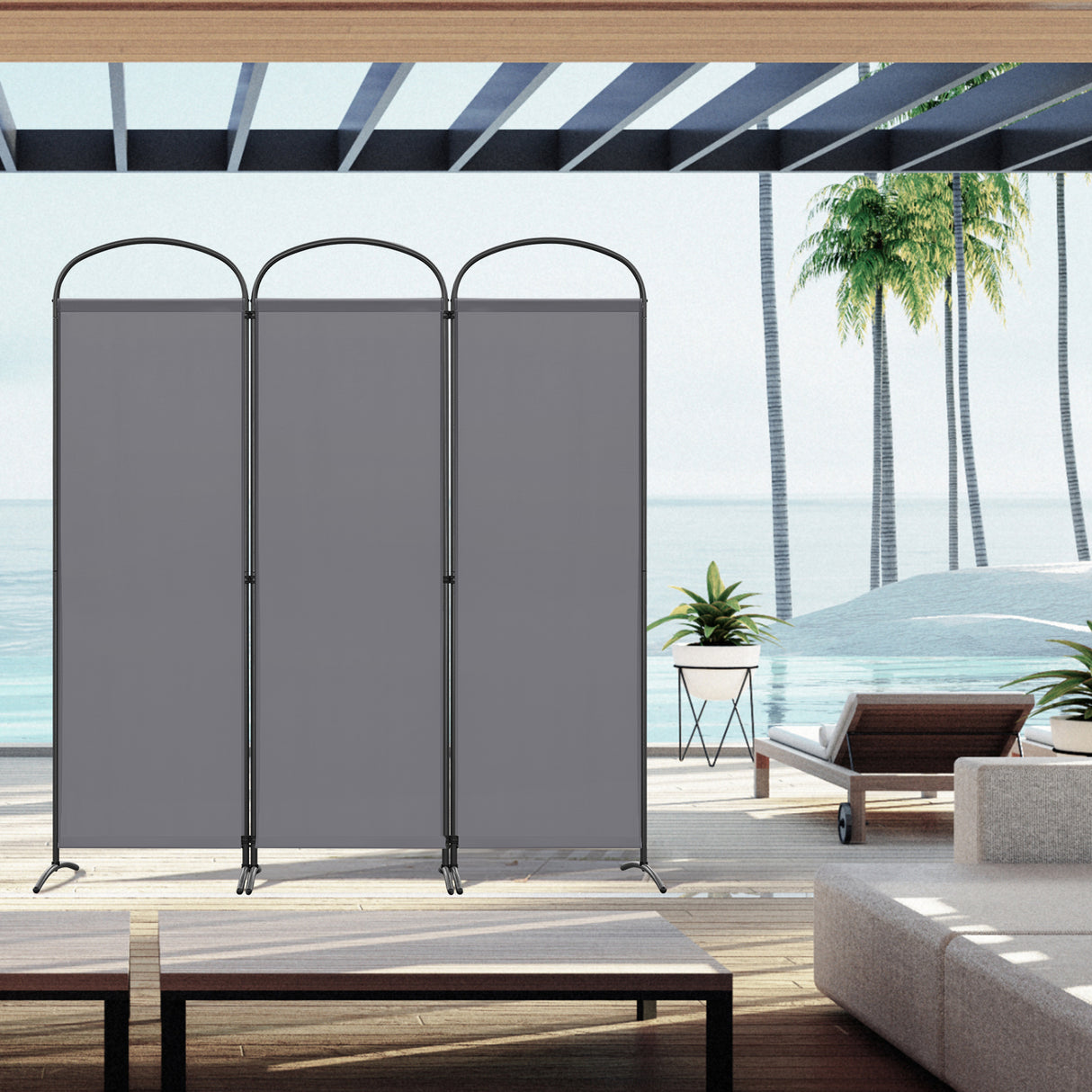 Paravent 3tlg 168X185CM Bogenparavent Sichtschutz Raumteiler