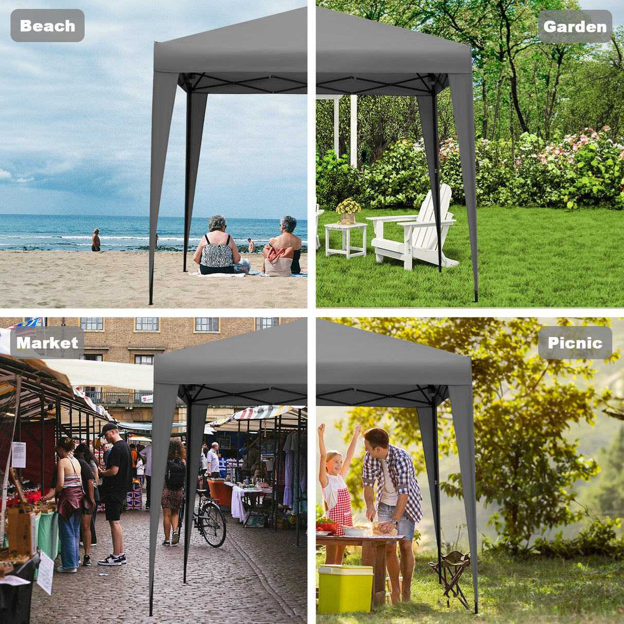 2.5x2.5M Pavilion Faltbar Terassen Dach Wasserabweisend ausStahl und Polyester