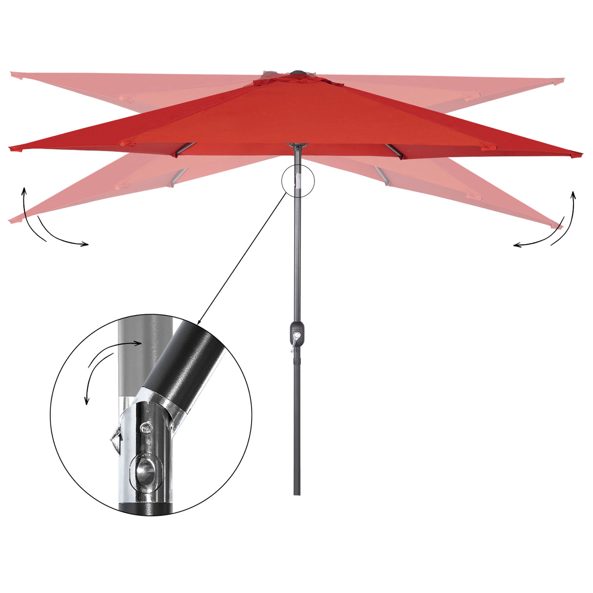 Angel Living Sonnenschirm Ø 300 cm Gartenschirm Marktschirm Terrassenschirm Taupe Rund Sonneschirm Sonnenschutz aus Metall und Polyester UV50+