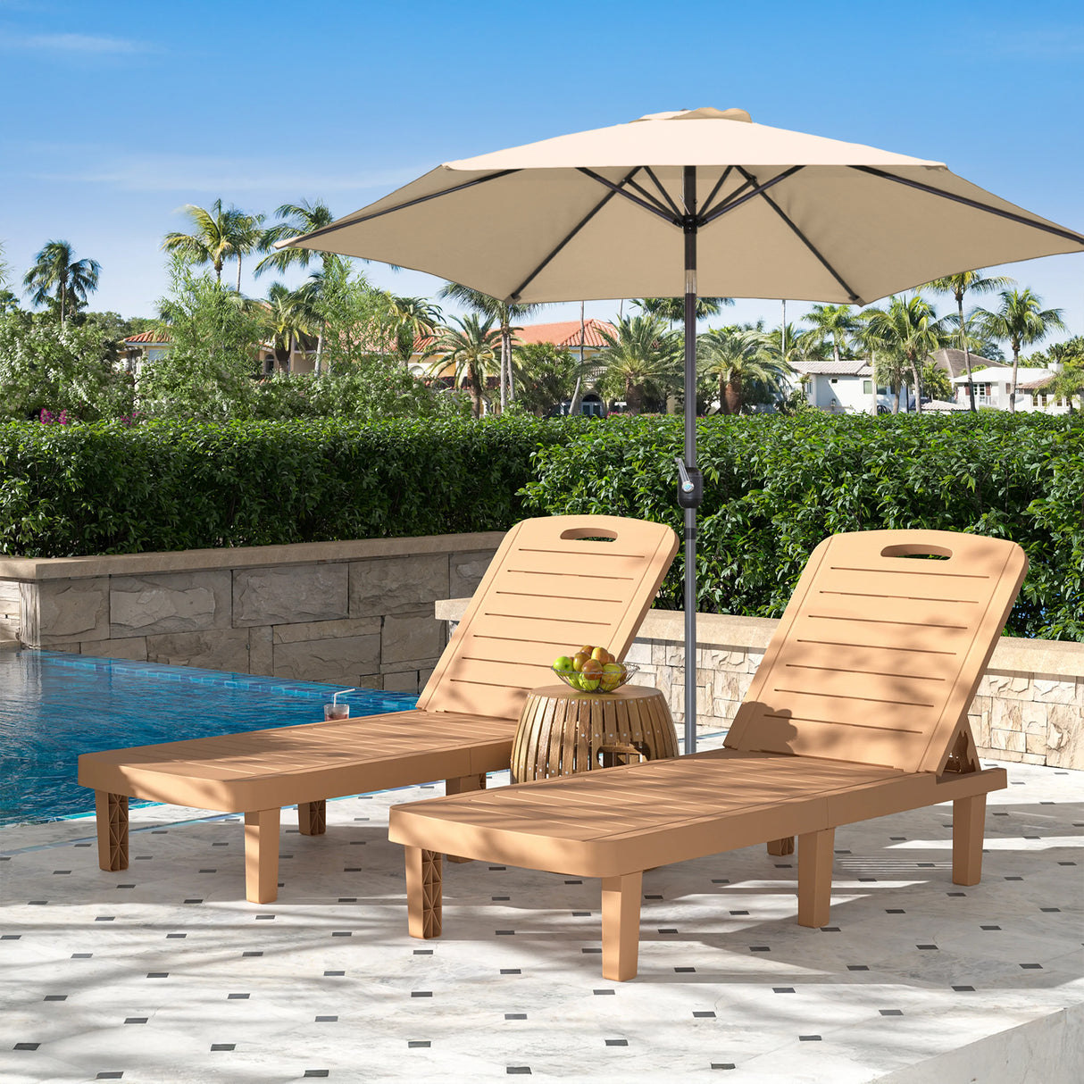 Angel Living Sonnenschirm Ø 270 cm Gartenschirm Marktschirm Terrassenschirm Taupe Rund Sonneschirm Sonnenschutz aus aus Metall, Stahl und Polyester UV50+