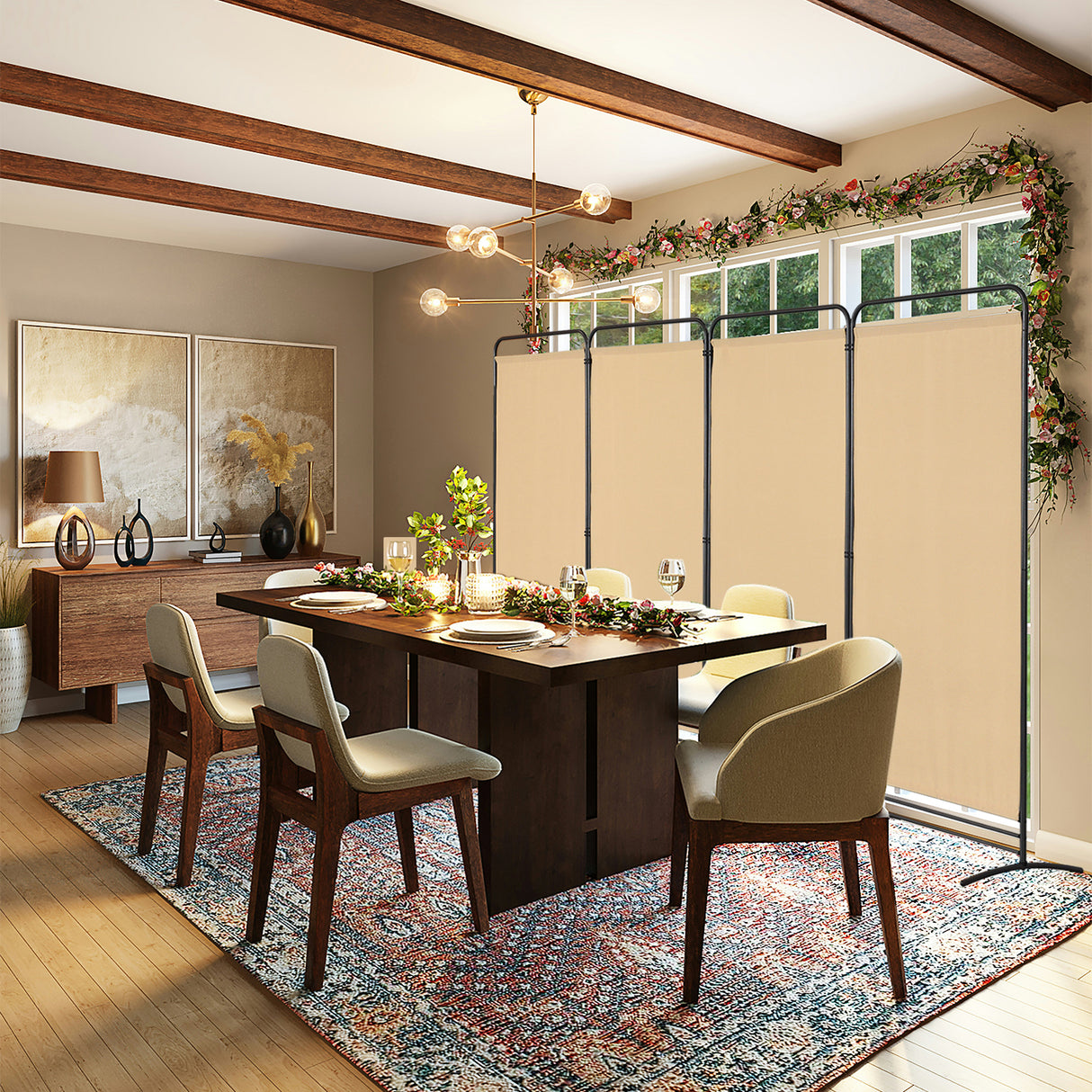 Angel Living Paravent 4 Teilig Klappbar Raumteiler für Büros, Balkon,Schlafzimmer,Außengarten, 324cm x 180cm