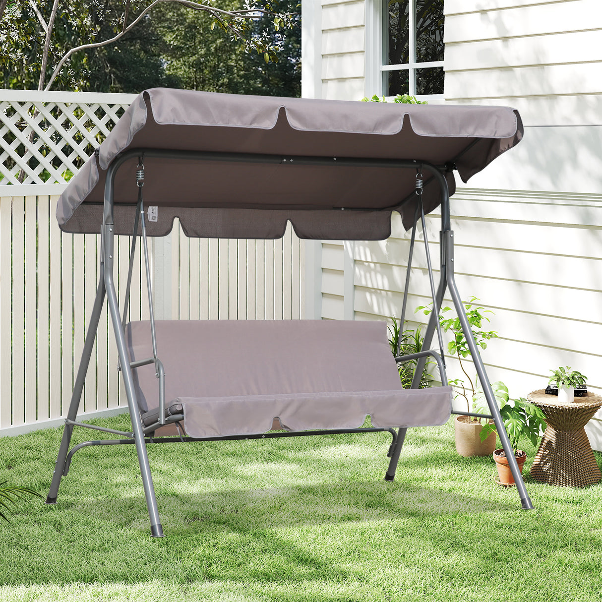 Hollywoodschaukel Gartenschaukel 3 Sitzer mit Sonnenschutz 173x110x151cm