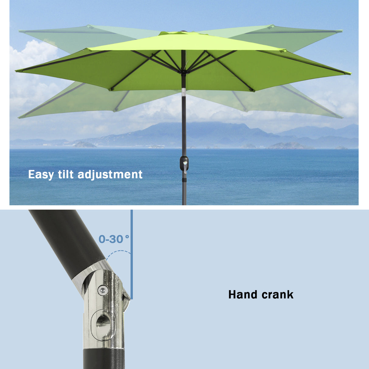 Caña de pescar Living la sombrilla Ø 300 cm de paraguas de jardín el paraguas de mercado el paraguas de terrazas Taupe aproximadamente el Paraguas solar la protección solar de aluminio y poliéster UV50