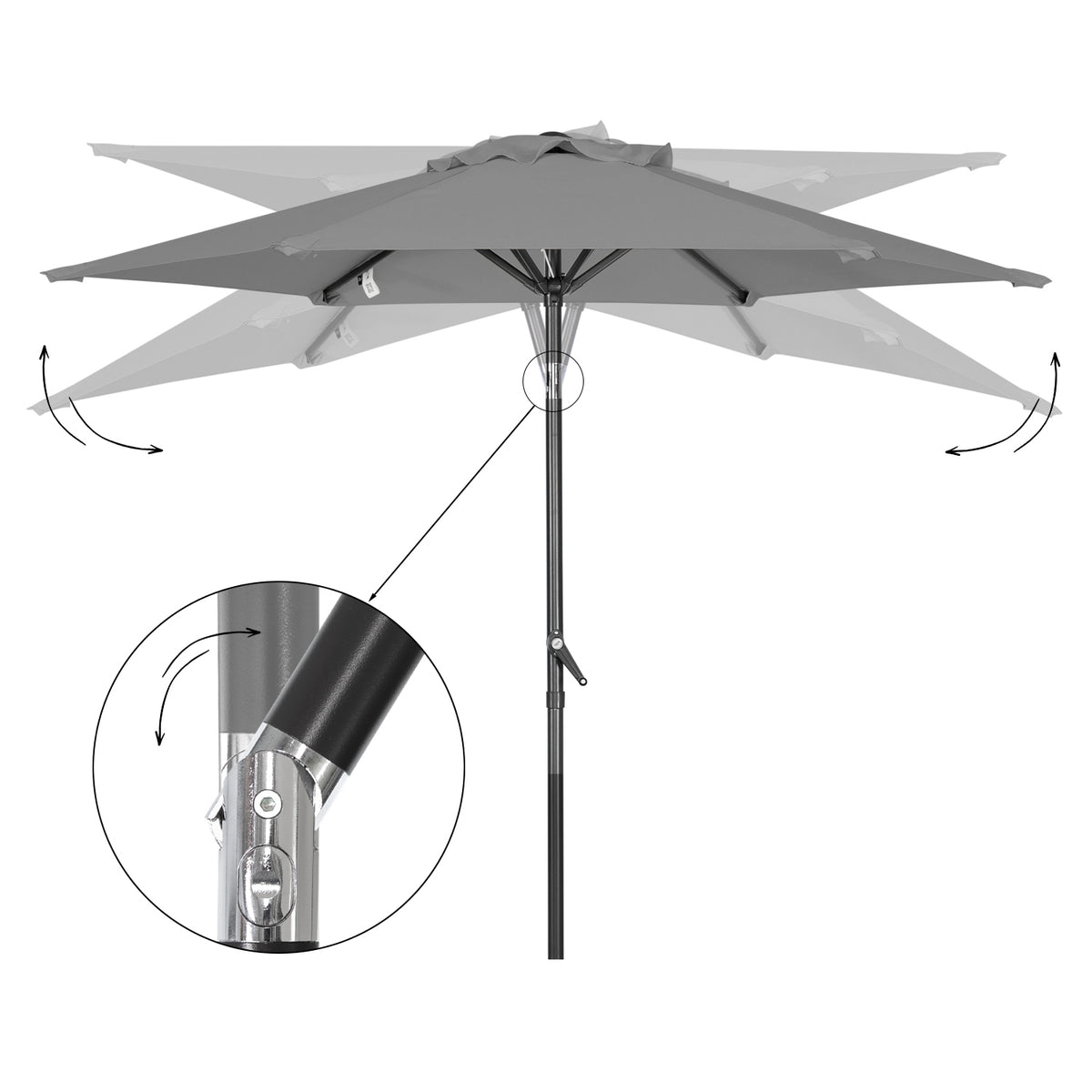 Angel Living Sonnenschirm 2M mit Kurbel und Neigbar, Gartenschirm Marktschirm Terrassenschirm Taupe Rund Sonneschirm Sonnenschutz aus Polyester UV50+