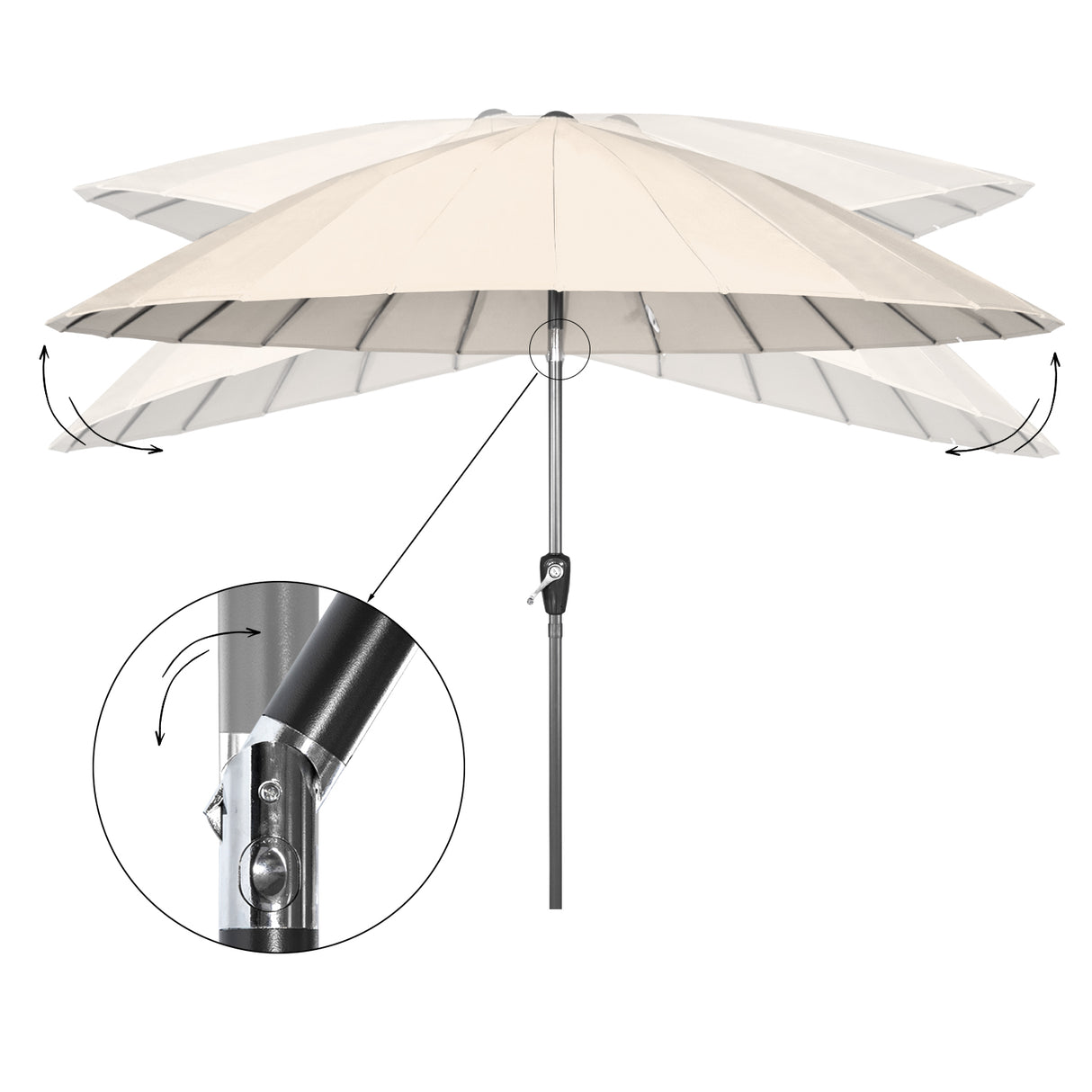 Angel Living Sonnenschirm Fiberglas 250cm mit Neigbar,UV 50+ Kurbelschirm Balkonschirm Marktschirm für Garten & Balkon