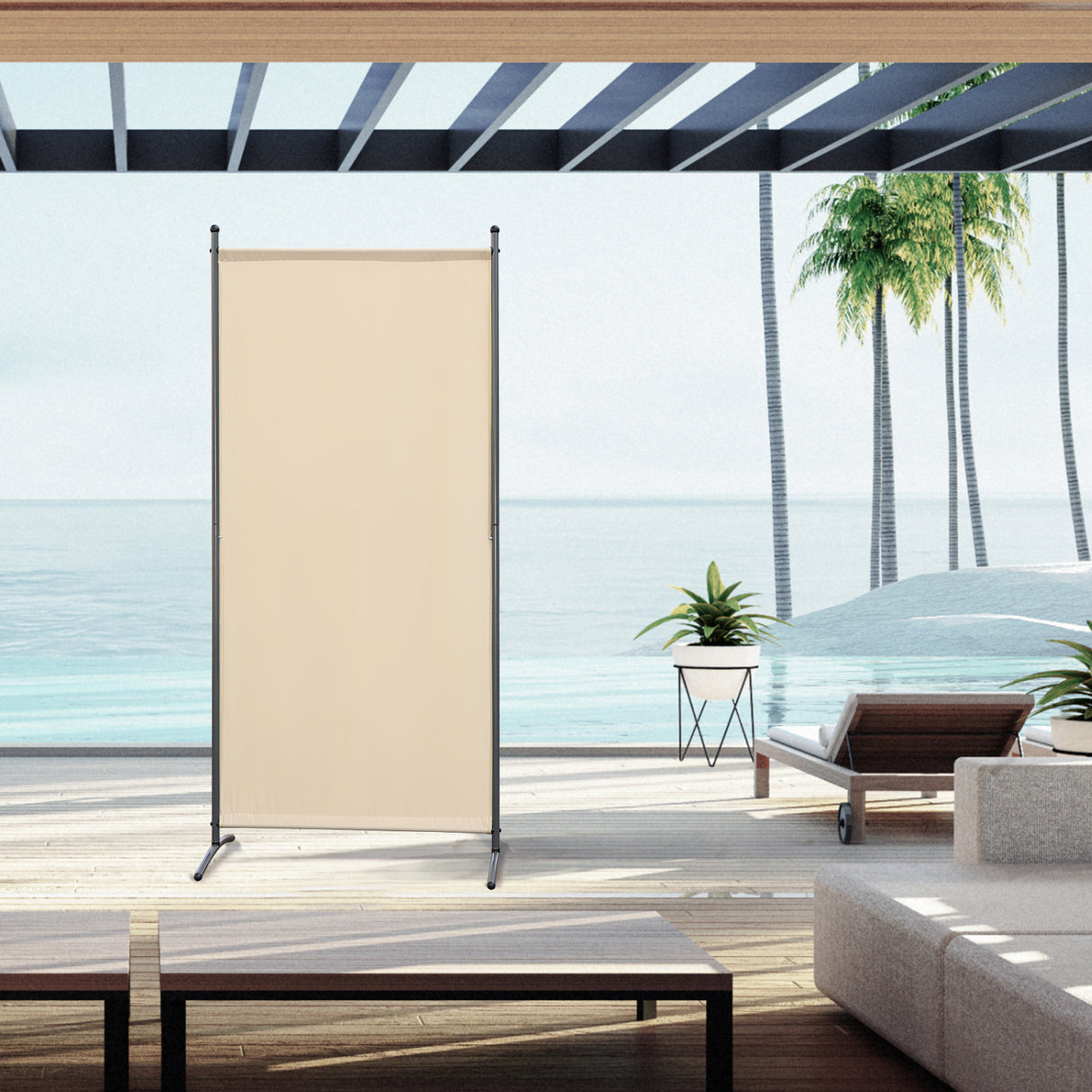 Paravent 80X180CM Raumteiler Sichtschutz aus Stahl und Polyester