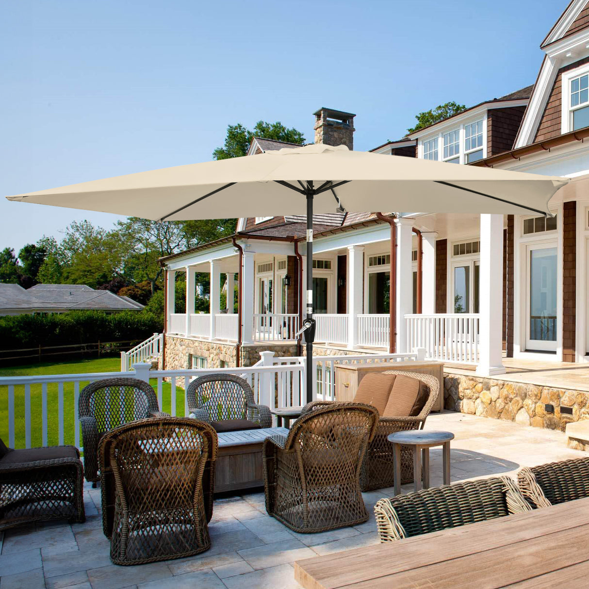 300x200cm Sonnenschirm Rechteck Sonneschirm aus aus Aluminium, Stahl und Polyester