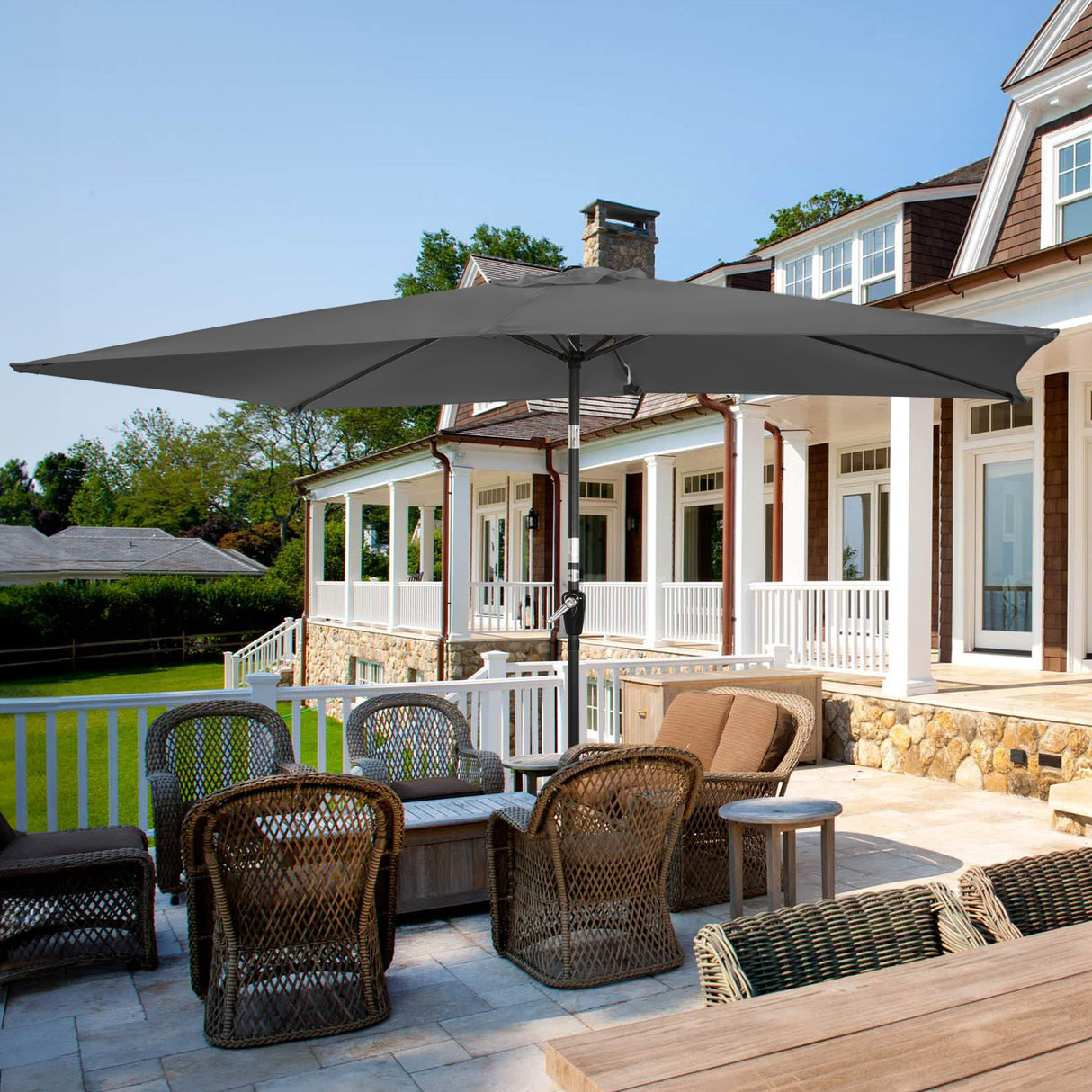 300x200cm Sonnenschirm Rechteck Sonneschirm aus aus Aluminium, Stahl und Polyester