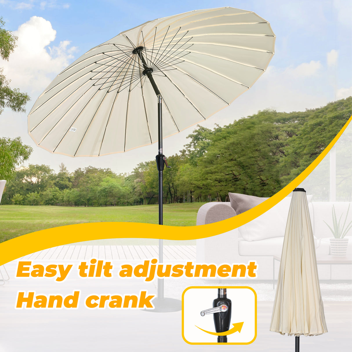 250cm Sonneschirm Sonnenschutz neigbar Rostfrei aus Aluminium, Stahl und Polyester