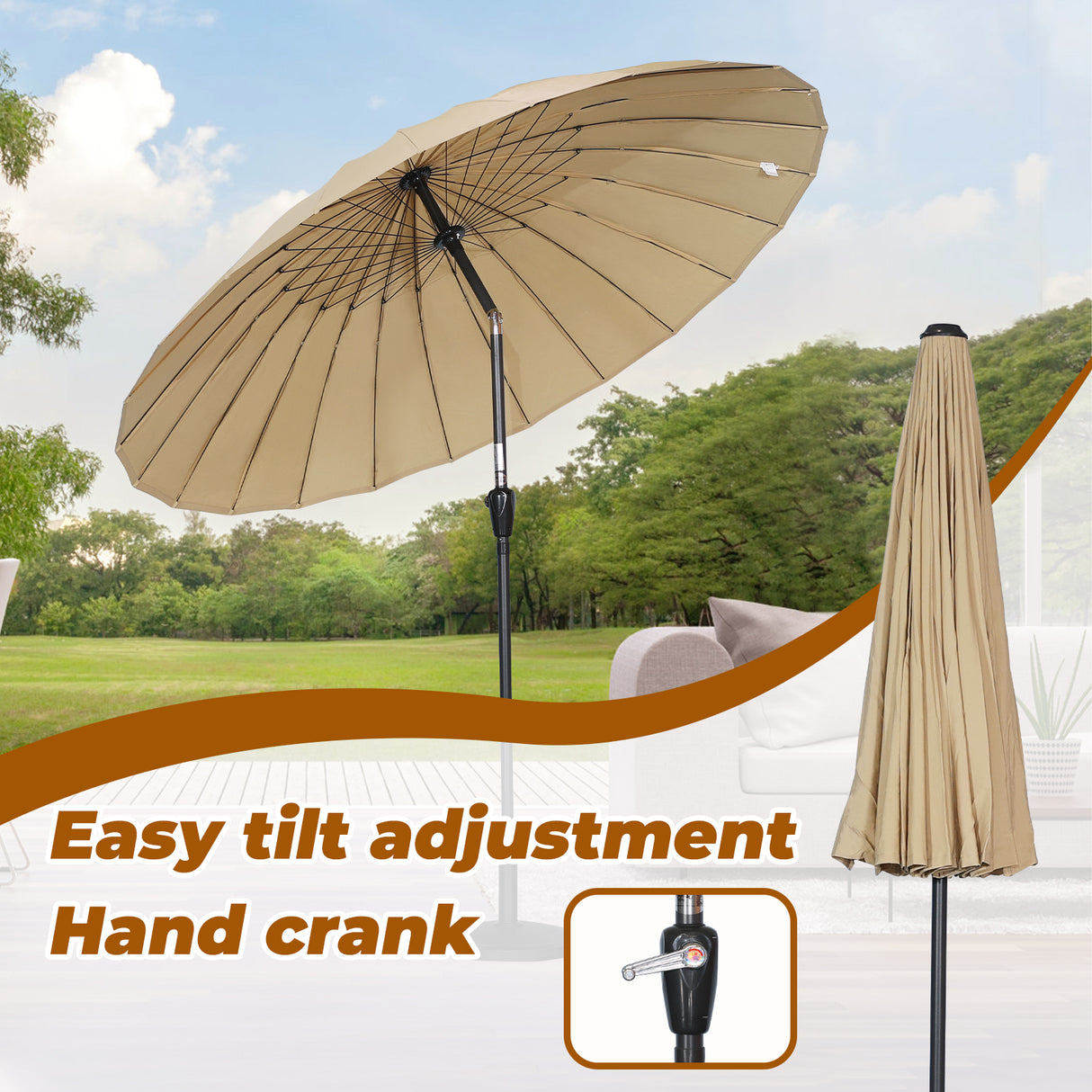 250cm Sonneschirm Sonnenschutz neigbar Rostfrei aus Aluminium, Stahl und Polyester