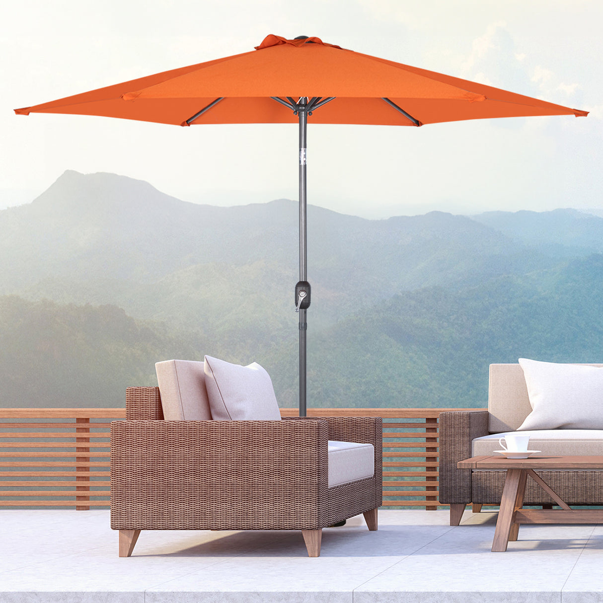 Angel Living Sonnenschirm Ø 300 cm Gartenschirm Marktschirm Terrassenschirm Taupe Rund Sonneschirm Sonnenschutz aus Metall und Polyester UV50+