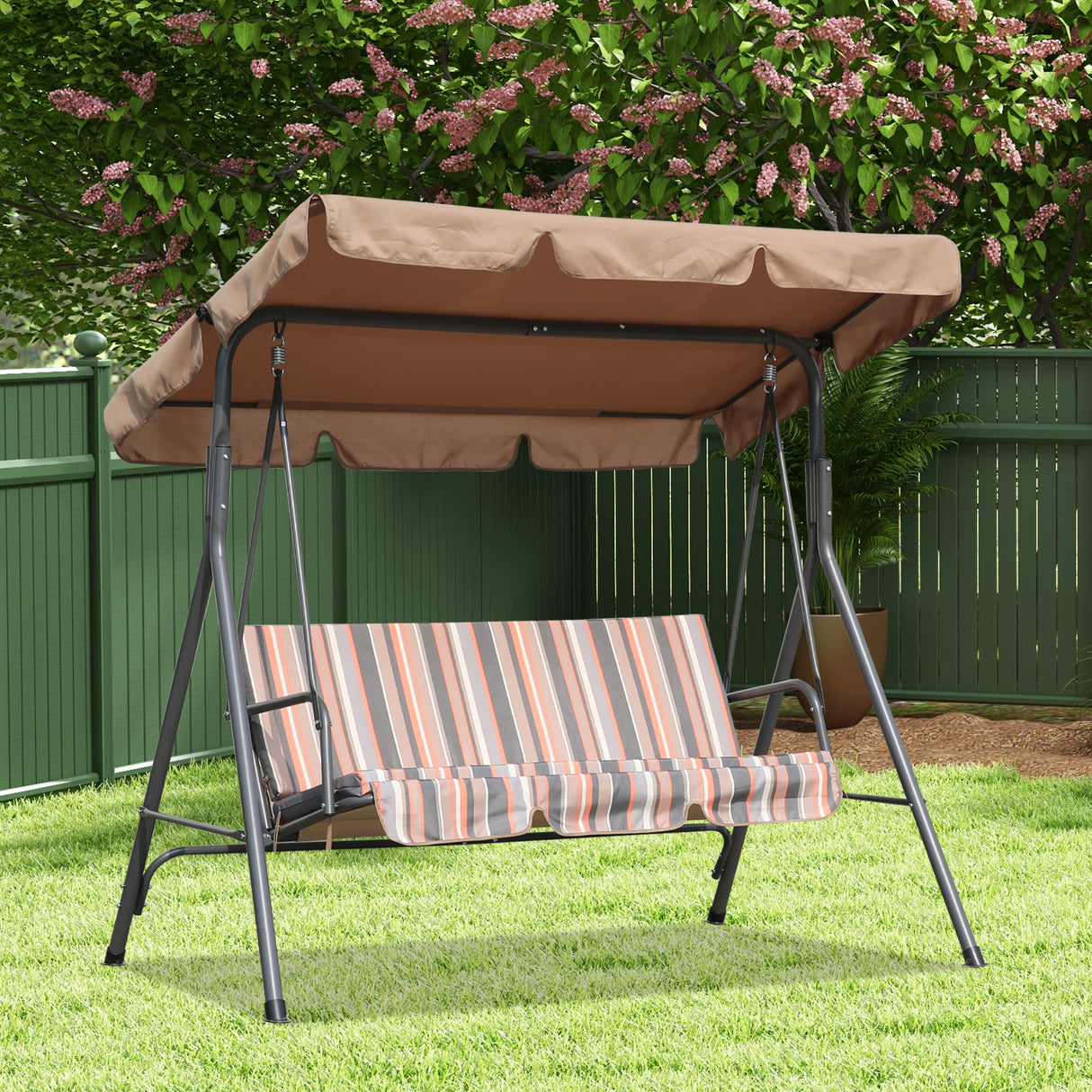 Hollywoodschaukel Gartenschaukel 3 Sitzer mit Sonnenschutz 173x110x151cm