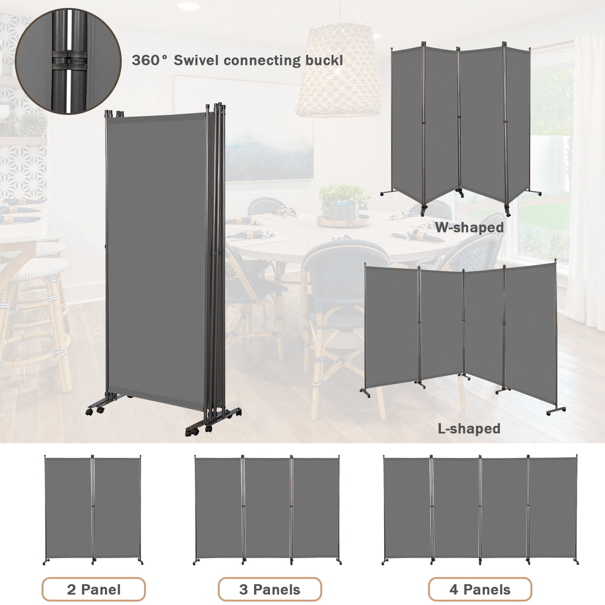 Angel Living Paravent Raumteiler 4 Teilig 324x180 cm, Faltbare Trennwand Spanische Wand, Dekorativer Paravent als Raumtrenner für Wohnzimmer Büro Balkon