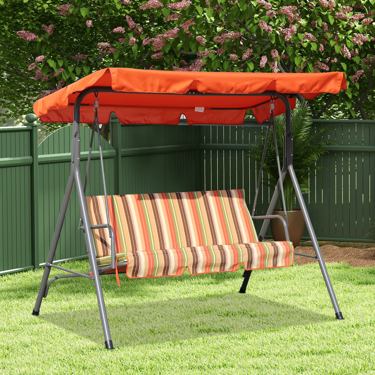 Hollywoodschaukel Gartenschaukel 3 Sitzer mit Sonnenschutz 173x110x151cm