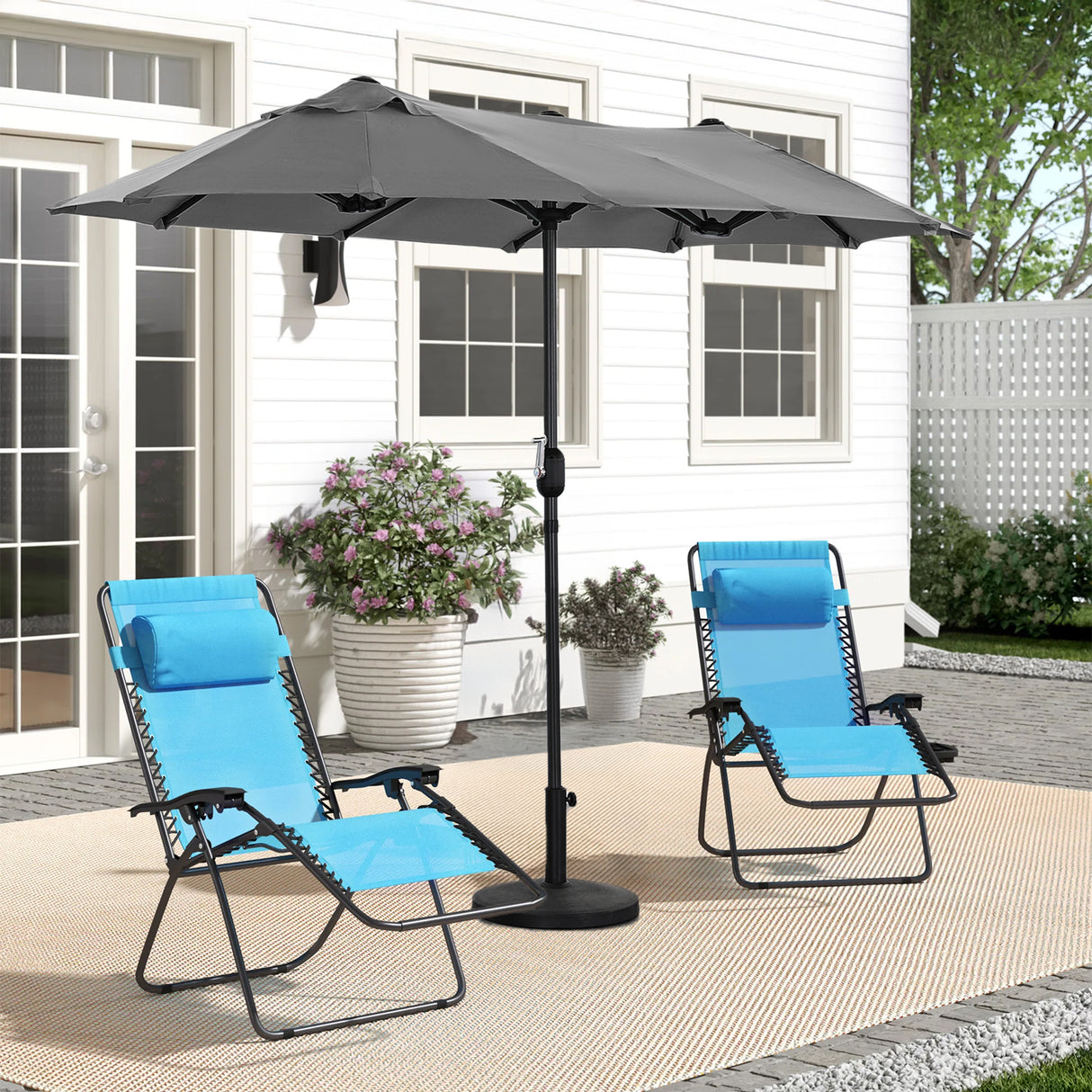 Angel Living Doppelsonnenschirm mit kurbel Groß Sonnenschirm Marktschirm für Terrasse,Balkon & Garten UPF 50+