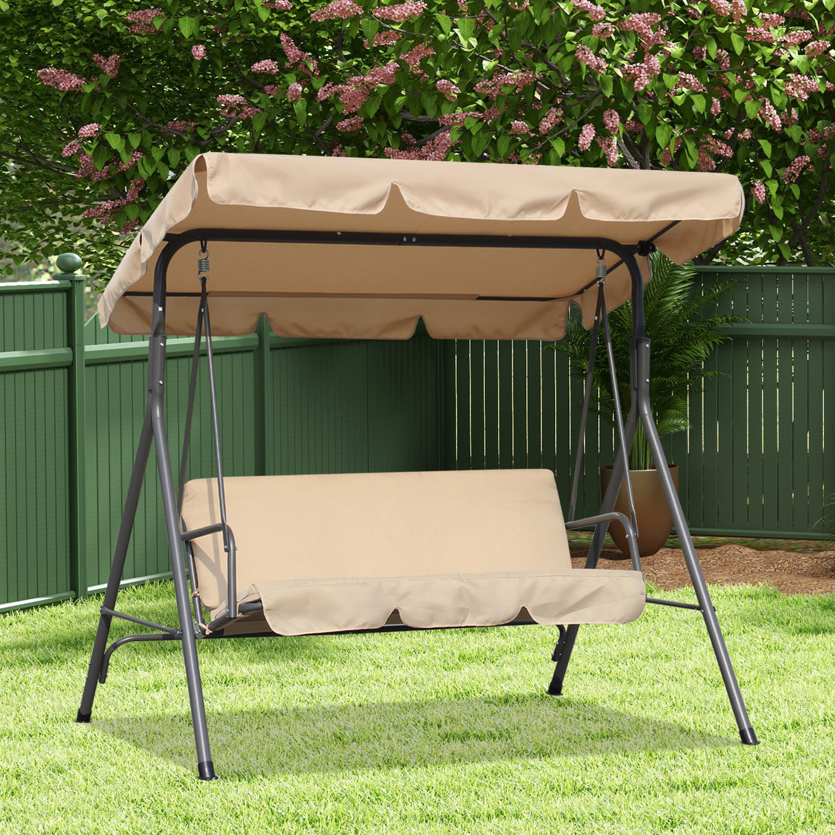 Hollywoodschaukel Gartenschaukel 3 Sitzer mit Sonnenschutz 173x110x151cm