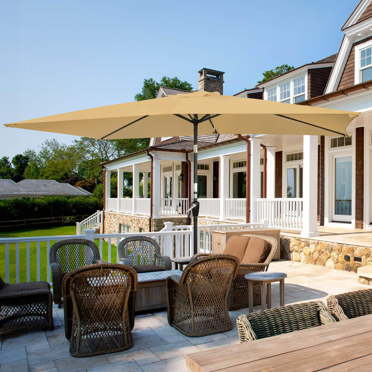 300x200cm Sonnenschirm Rechteck Sonneschirm aus aus Aluminium, Stahl und Polyester