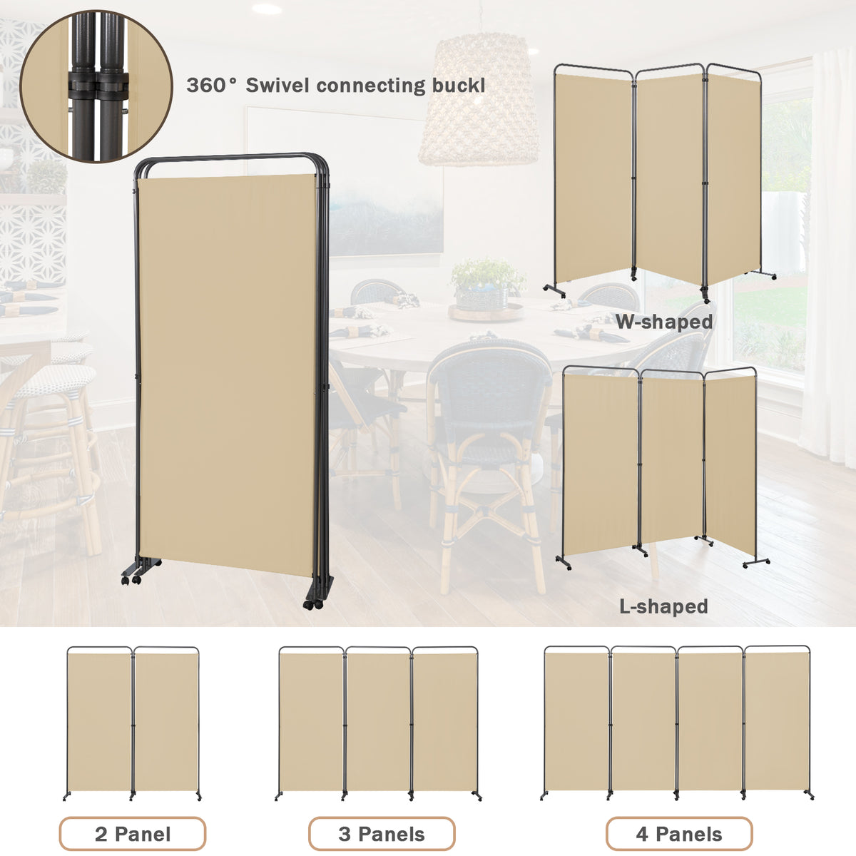 Angel Living Paravent 3 Teilig 243x184 cm, Faltbare Trennwand Spanische Wand Raumteiler, Dekorativer Paravent als Raumtrenner für Wohnzimmer Büro Balkon