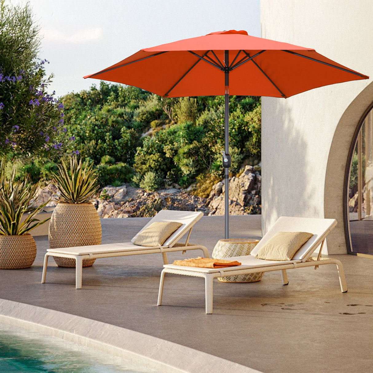 Caña de pescar Living la sombrilla Ø 300 cm de paraguas de jardín el paraguas de mercado el paraguas de terrazas Taupe aproximadamente el Paraguas solar la protección solar de aluminio y poliéster UV50