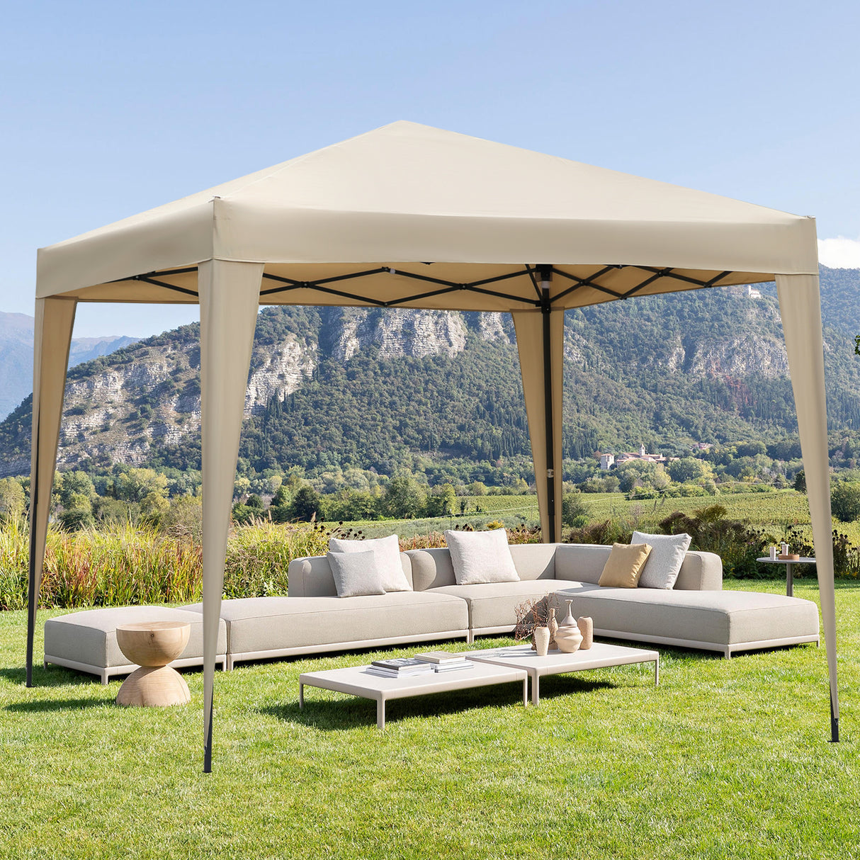 2.5x2.5M Pavilion Faltbar Terassen Dach Wasserabweisend ausStahl und Polyester
