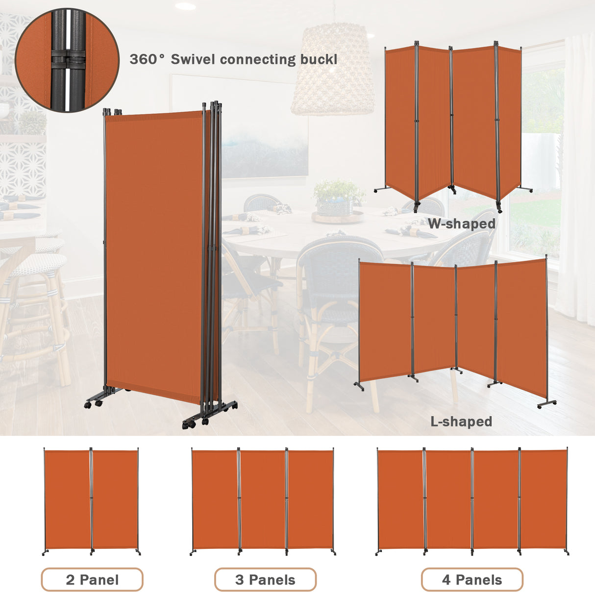 Angel Living Paravent Raumteiler 4 Teilig 324x180 cm, Faltbare Trennwand Spanische Wand, Dekorativer Paravent als Raumtrenner für Wohnzimmer Büro Balkon