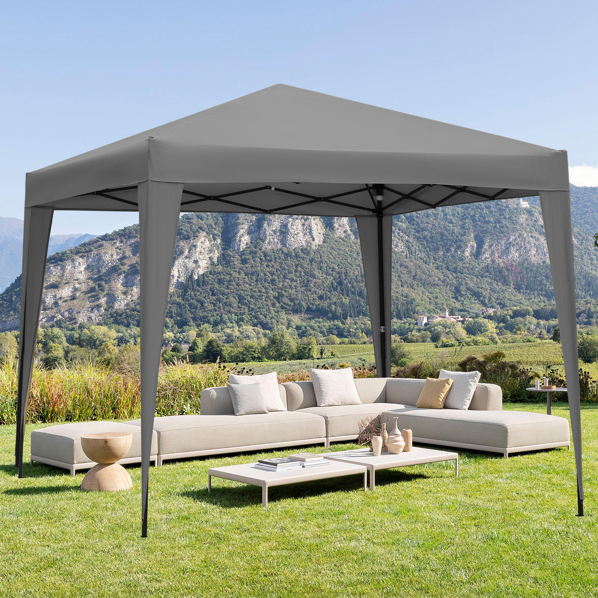 2.5x2.5M Pavilion Faltbar Terassen Dach Wasserabweisend ausStahl und Polyester