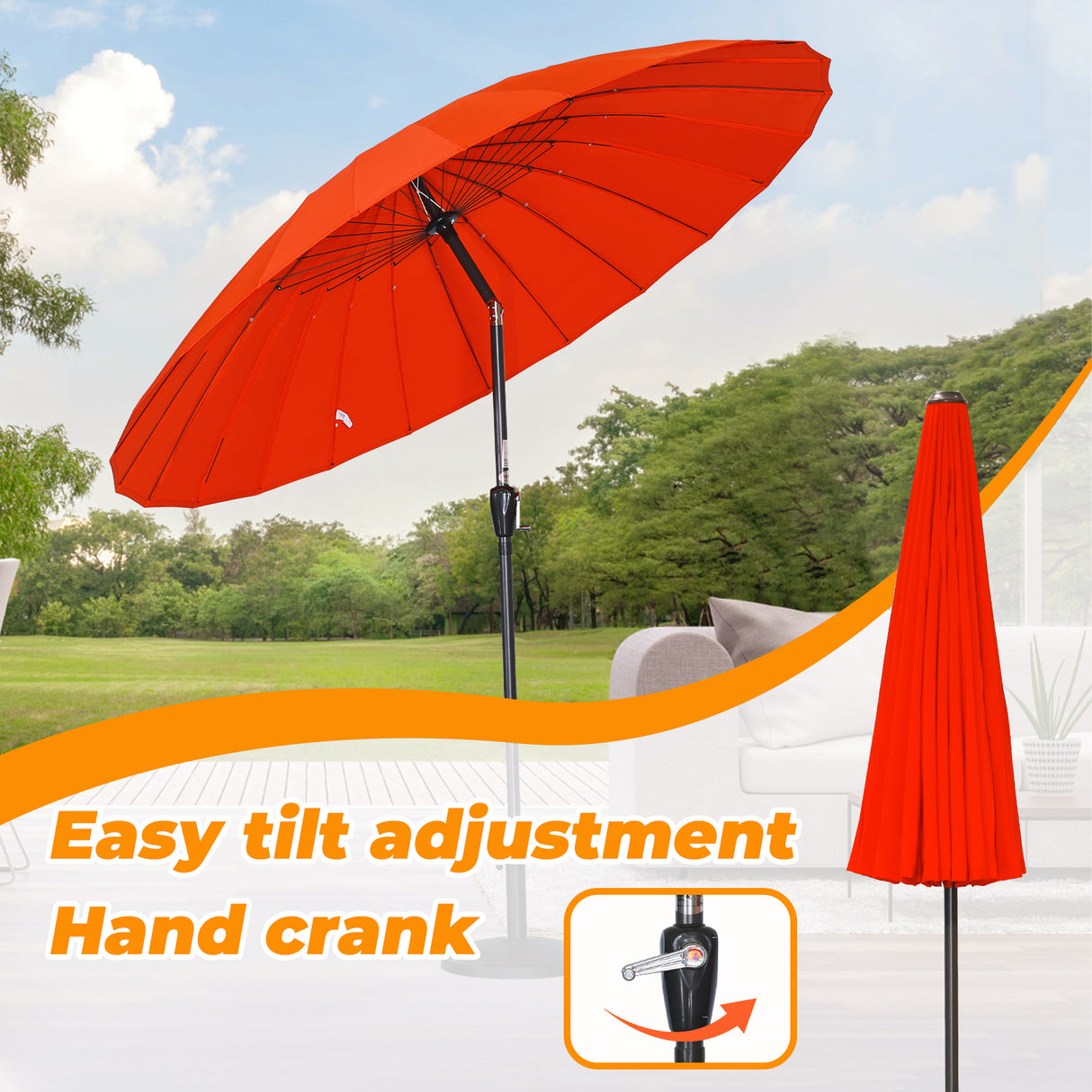 250cm Sonneschirm Sonnenschutz neigbar Rostfrei aus Aluminium, Stahl und Polyester