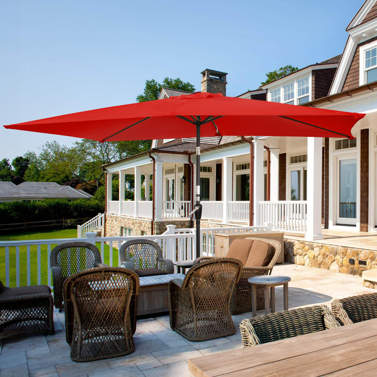 300x200cm Sonnenschirm Rechteck Sonneschirm aus aus Aluminium, Stahl und Polyester