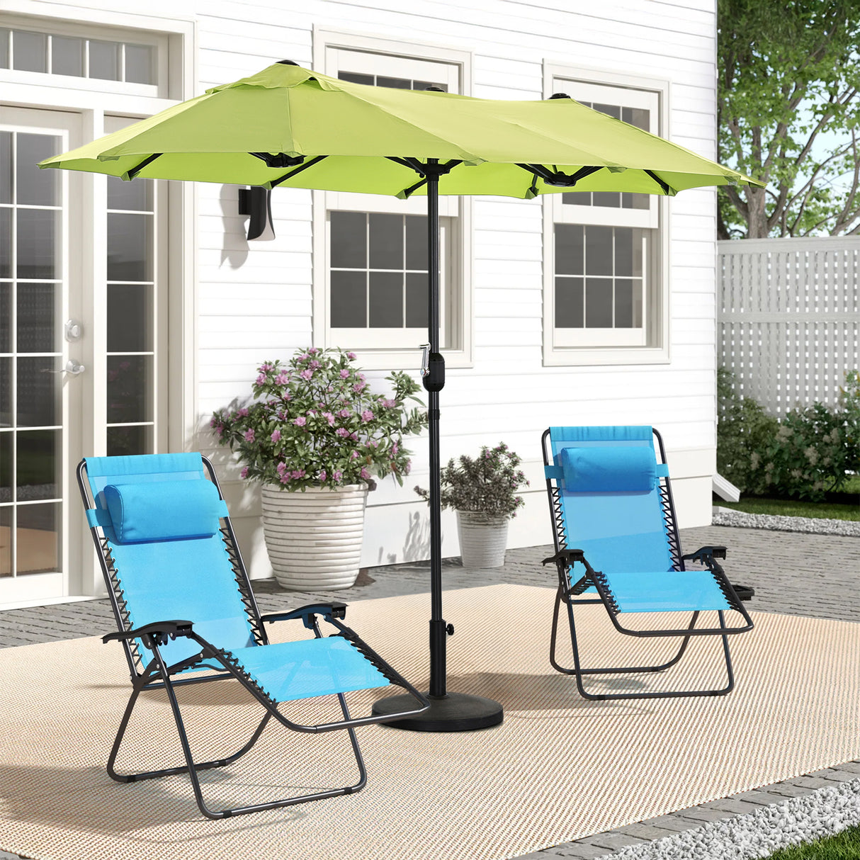 Angel Living Doppelsonnenschirm mit kurbel Groß Sonnenschirm Marktschirm für Terrasse,Balkon & Garten UPF 50+