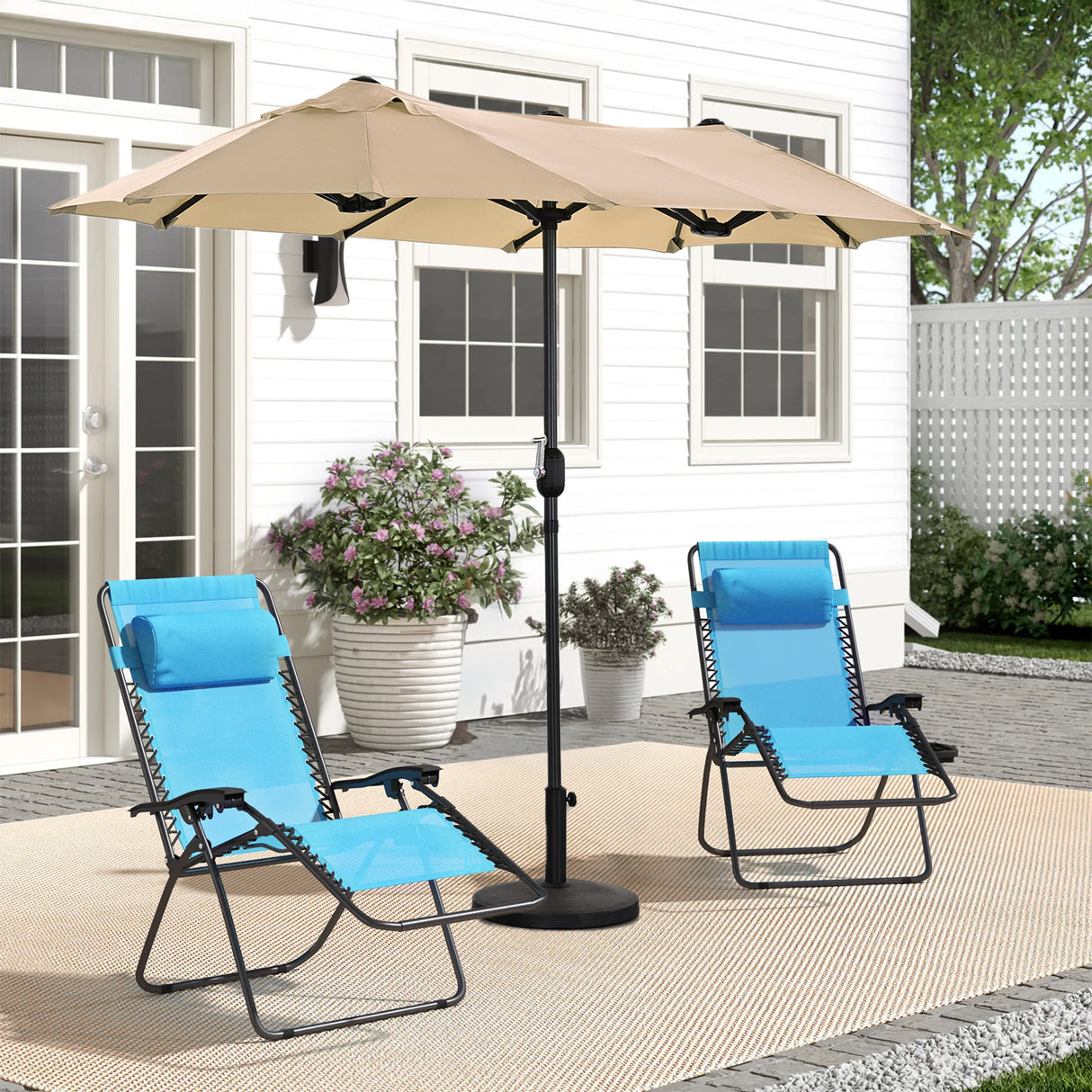 Angel Living Doppelsonnenschirm mit kurbel Groß Sonnenschirm Marktschirm für Terrasse,Balkon & Garten UPF 50+