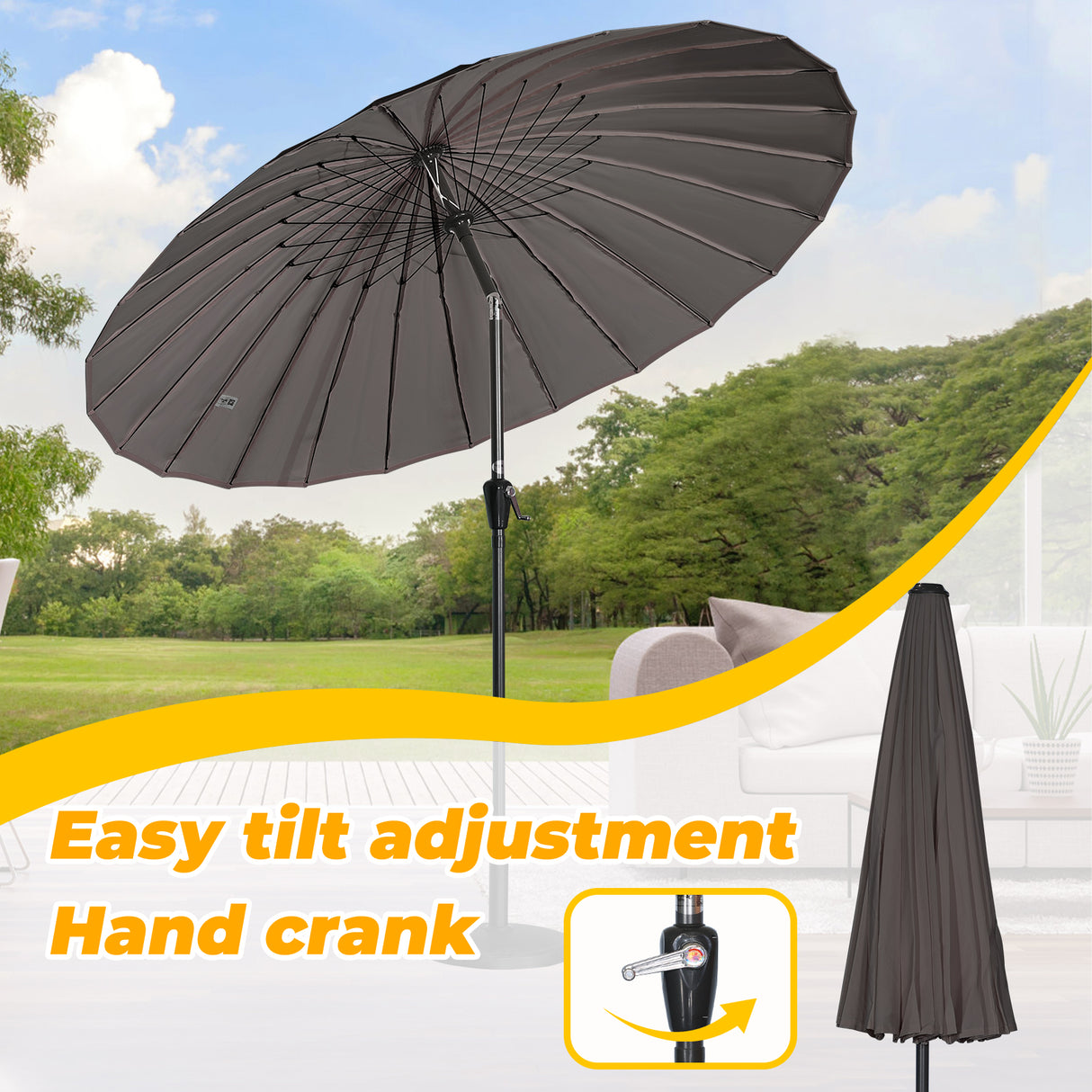 250cm Sonneschirm Sonnenschutz neigbar Rostfrei aus Aluminium, Stahl und Polyester