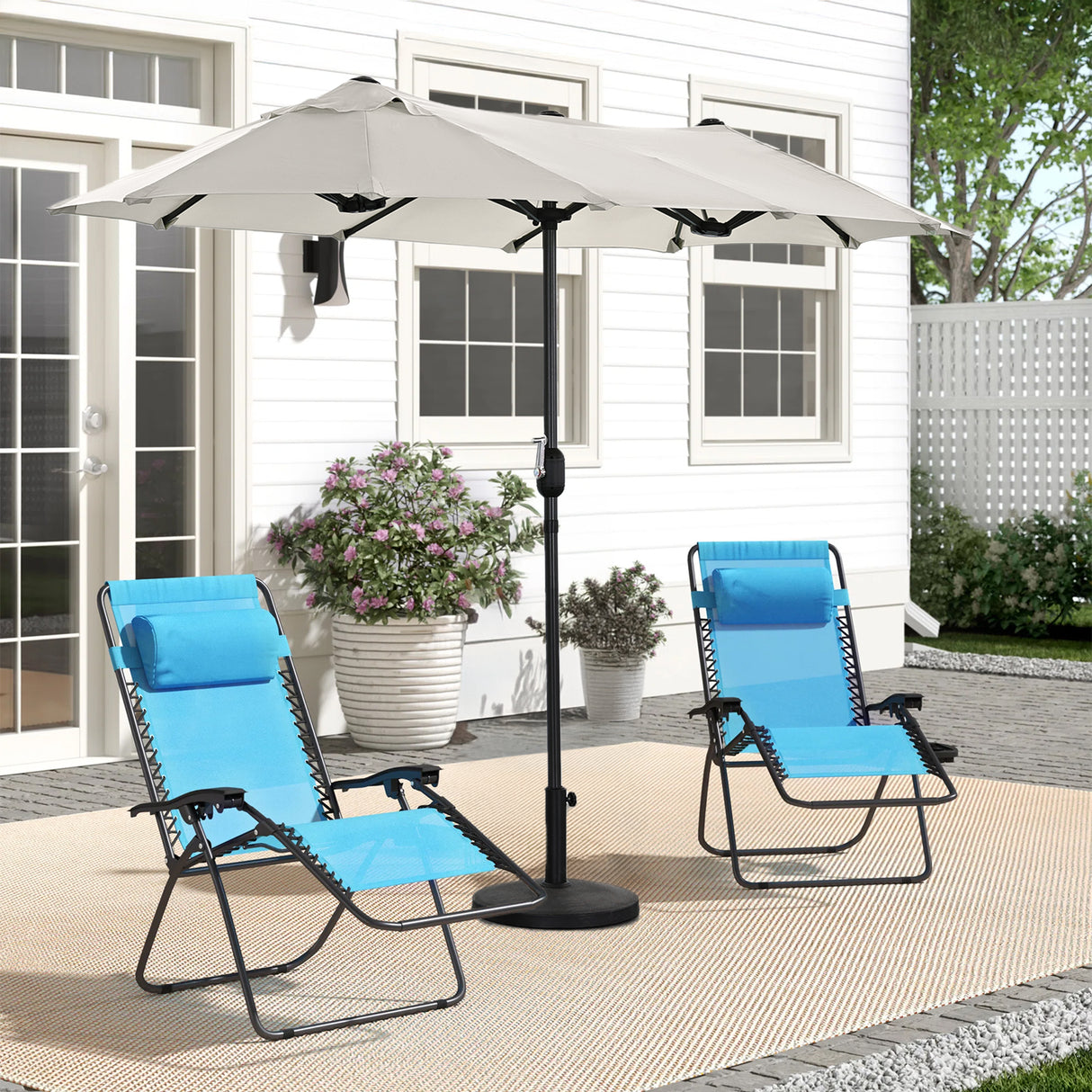 Angel Living Doppelsonnenschirm mit kurbel Groß Sonnenschirm Marktschirm für Terrasse,Balkon & Garten UPF 50+