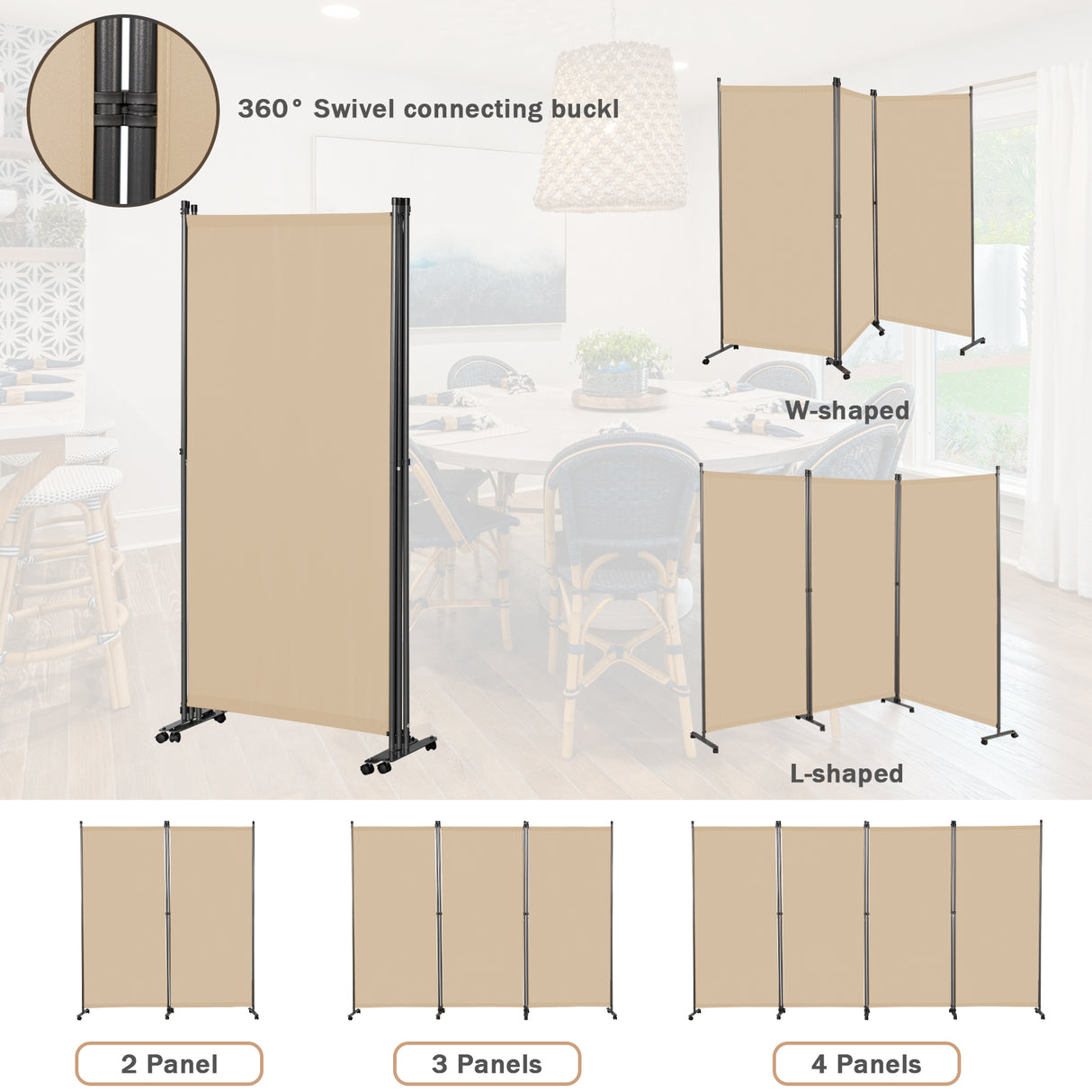 Angel Living Paravent Raumteiler 3 Teilig 243x180 cm, Faltbare Trennwand Spanische Wand, Dekorativer Paravent als Raumtrenner für Wohnzimmer Büro Balkon