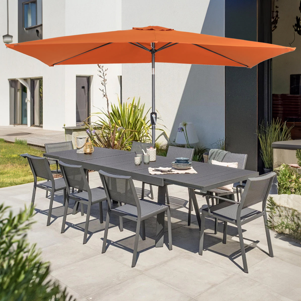 300x200cm Sonnenschirm Rechteck Sonneschirm aus aus Aluminium, Stahl und Polyester