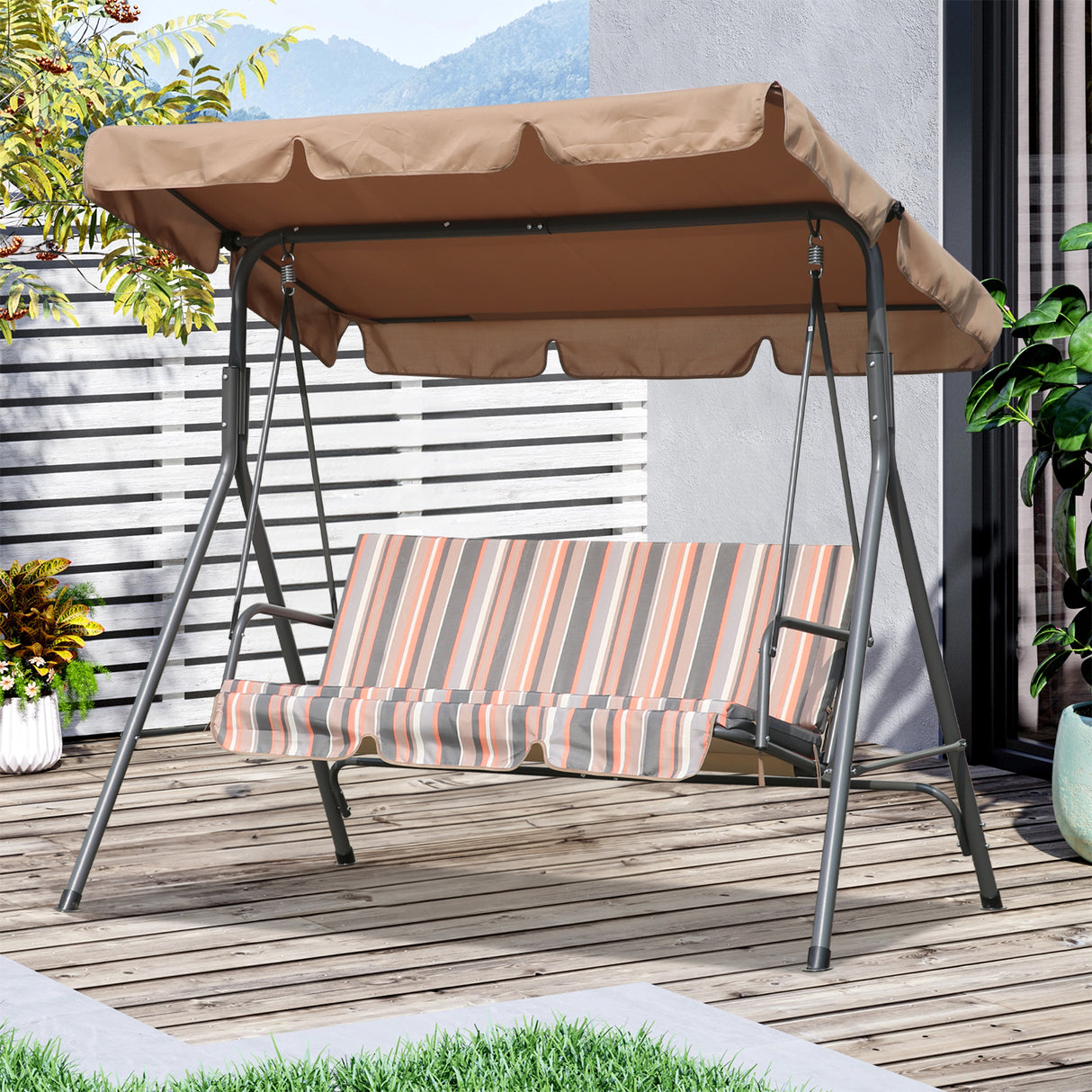 Hollywoodschaukel Gartenschaukel 3 Sitzer mit Sonnenschutz 173x110x151cm